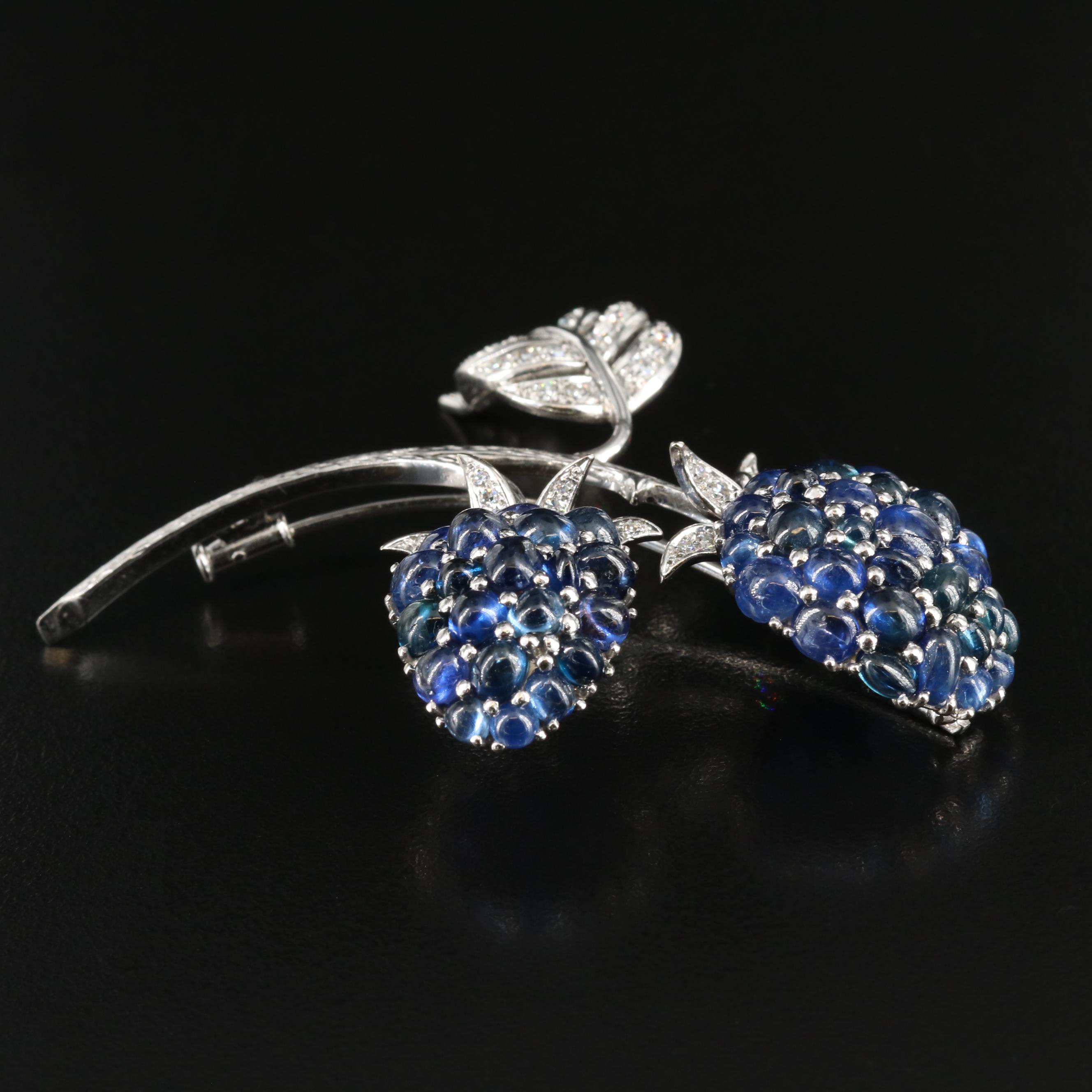 Koch 18K Sapphire and Diamond Spray Brooch