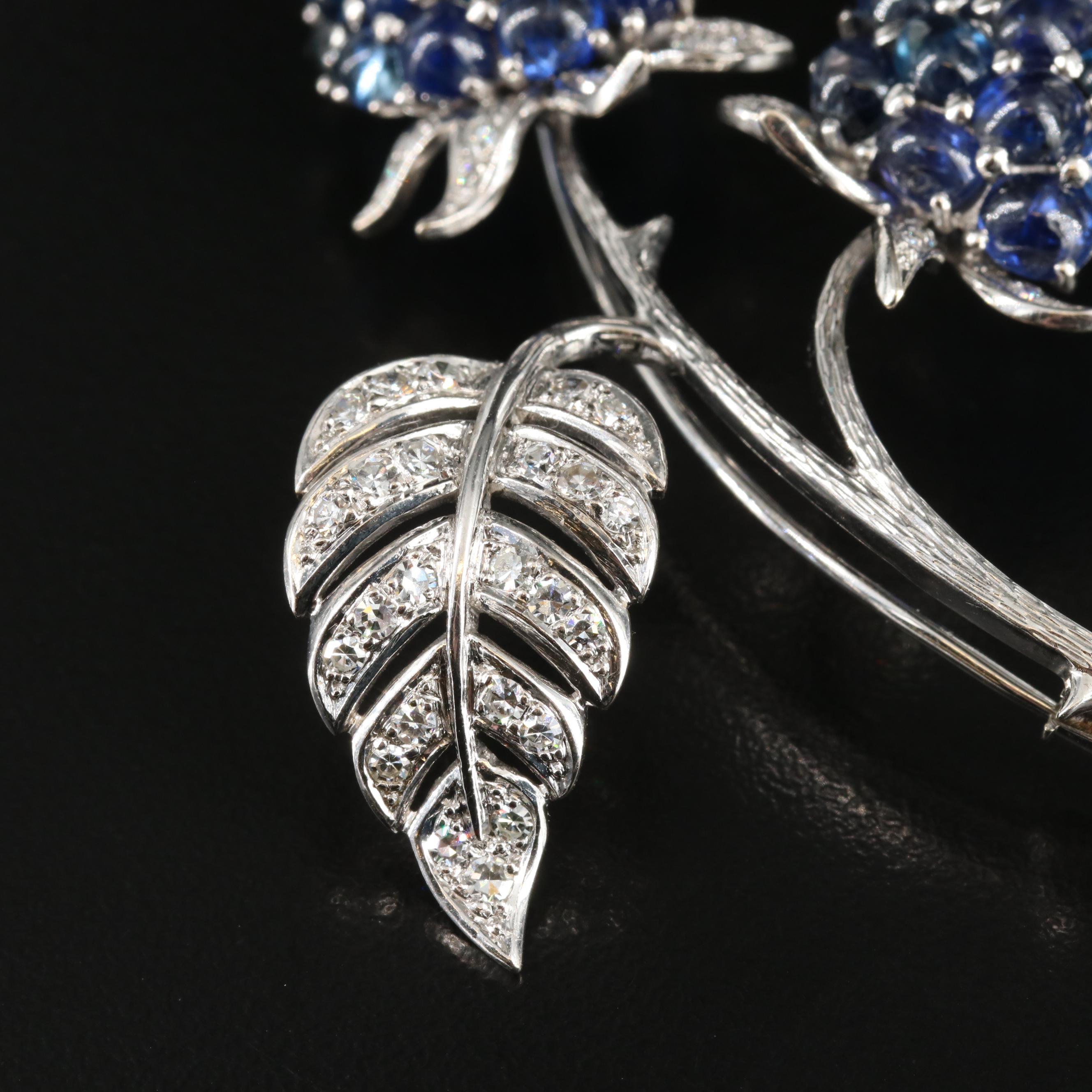 Koch 18K Sapphire and Diamond Spray Brooch