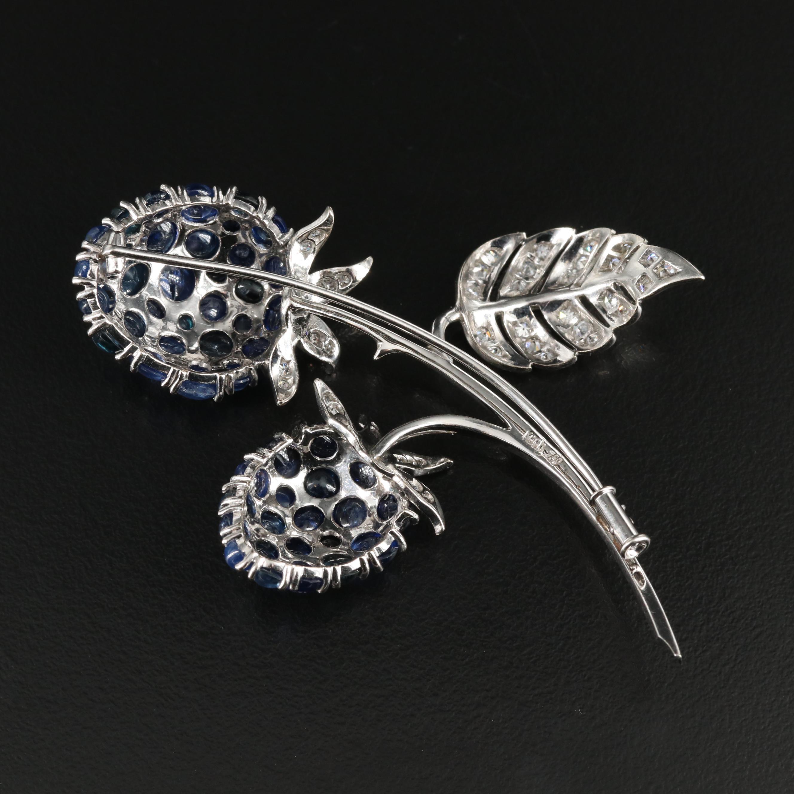Koch 18K Sapphire and Diamond Spray Brooch