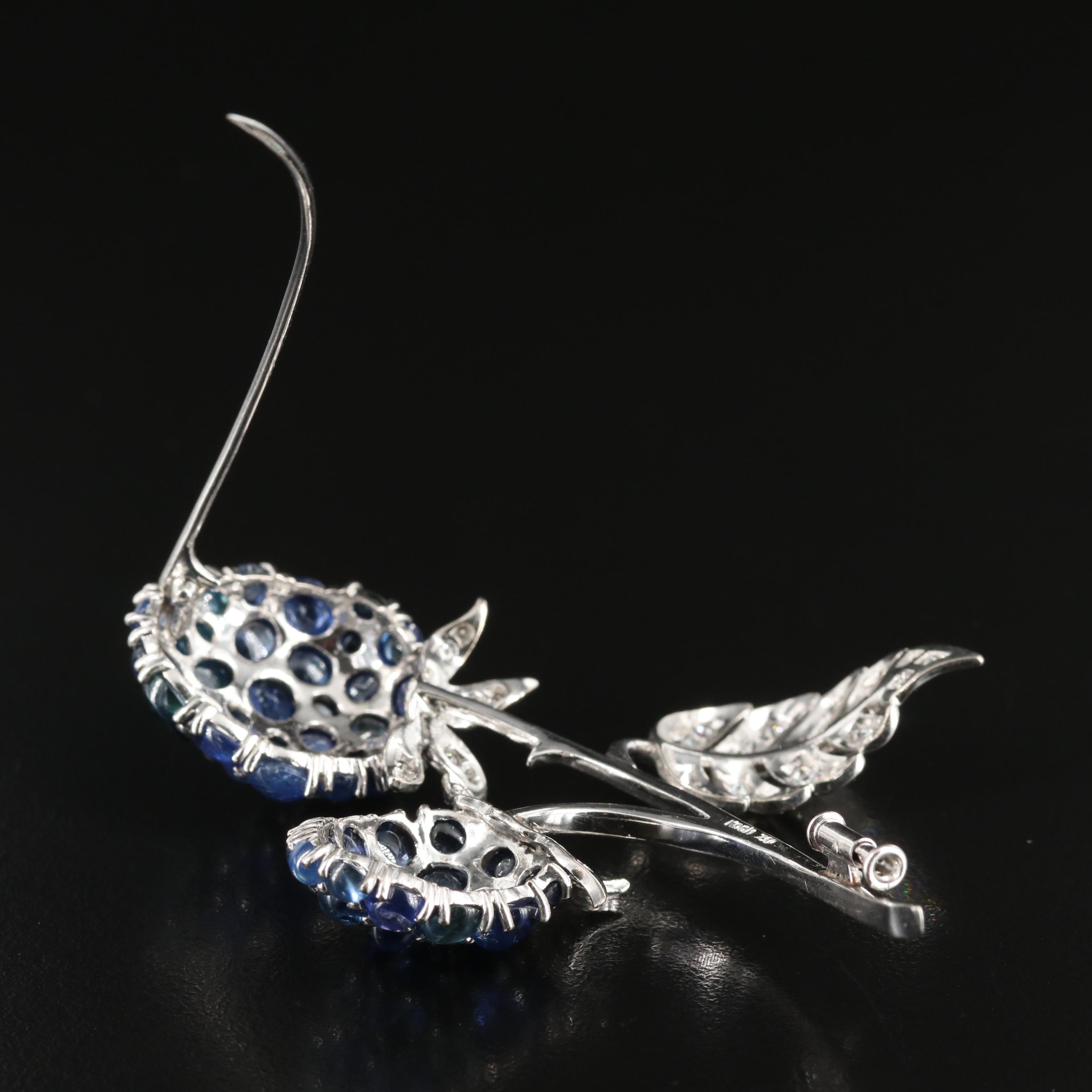 Koch 18K Sapphire and Diamond Spray Brooch