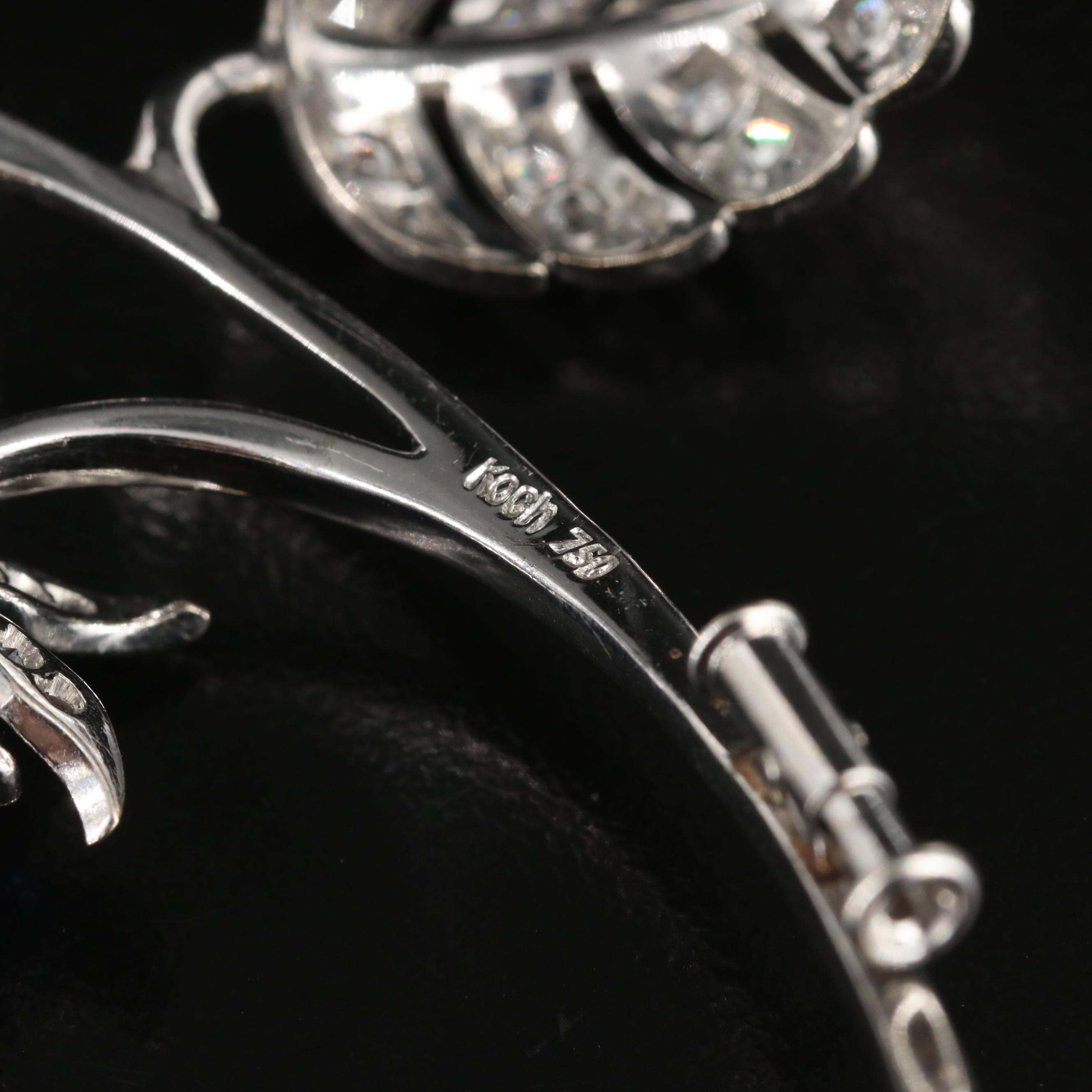 Koch 18K Sapphire and Diamond Spray Brooch