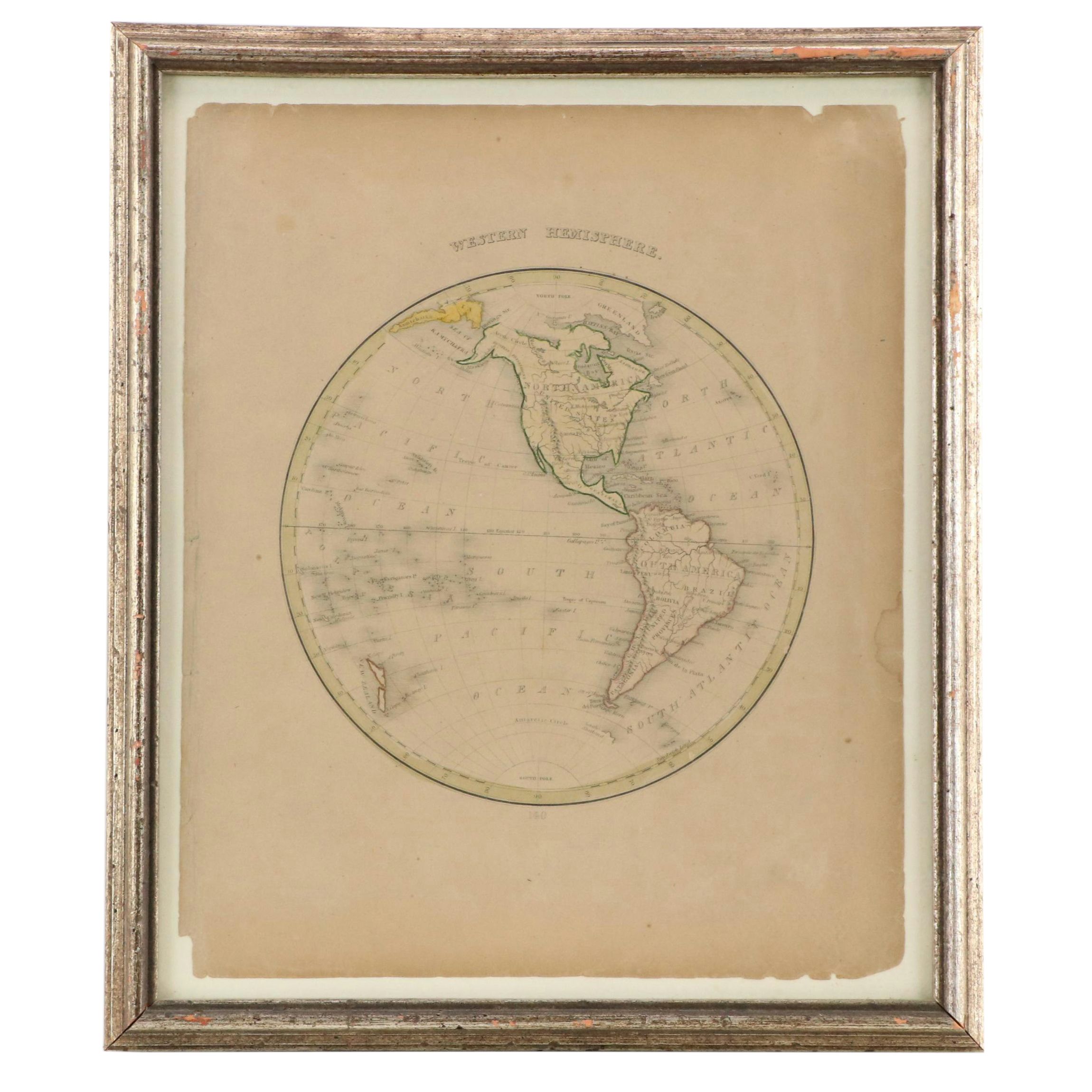 Hand-Colored Engraving Map "Western Hemisphere"