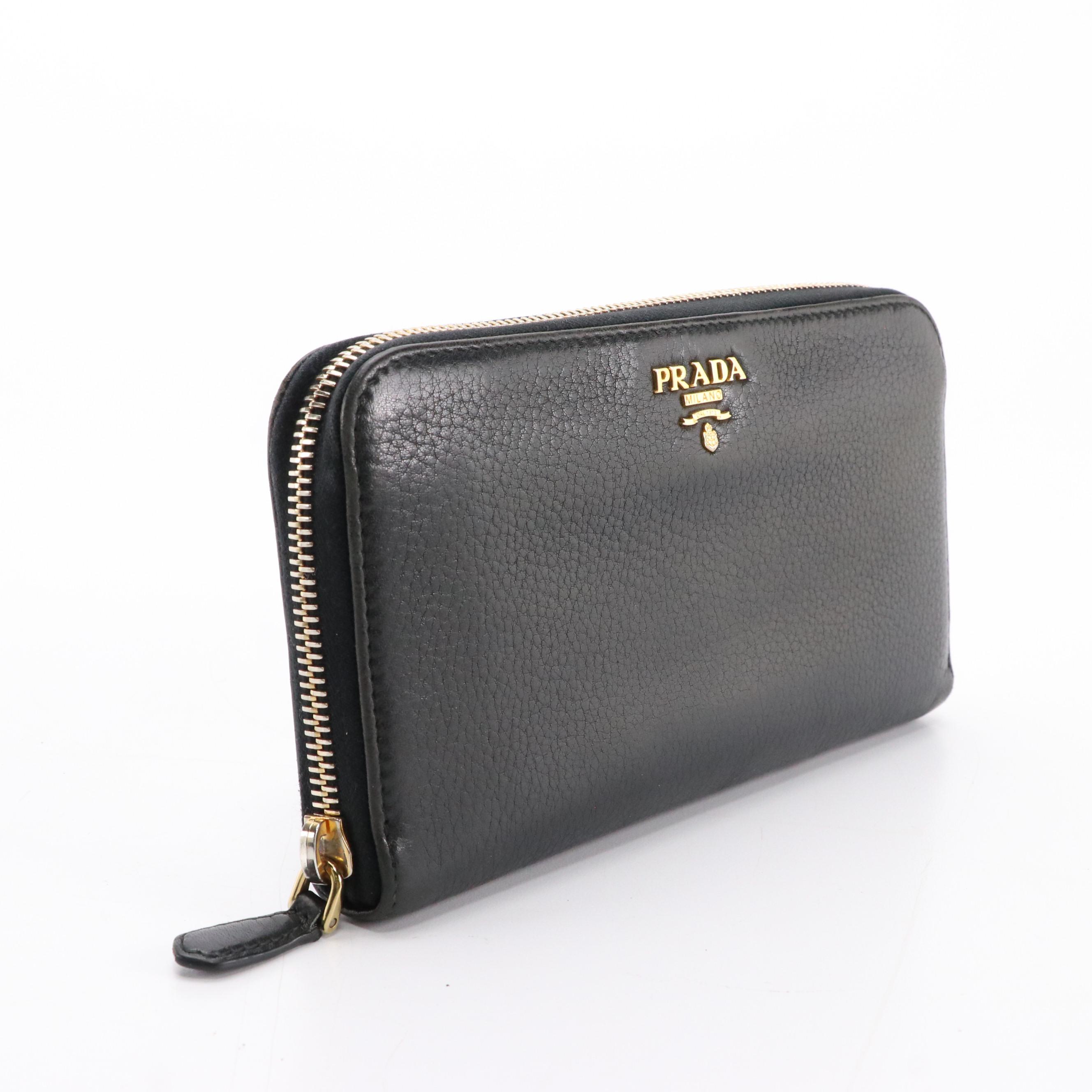 Prada Zip Around Wallet 1M0506 in Vitello Daino Leather with Box