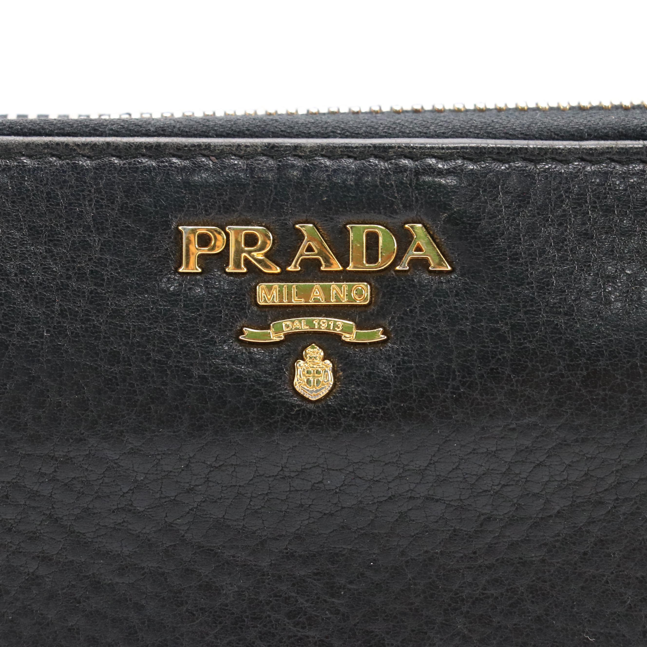Prada Zip Around Wallet 1M0506 in Vitello Daino Leather with Box