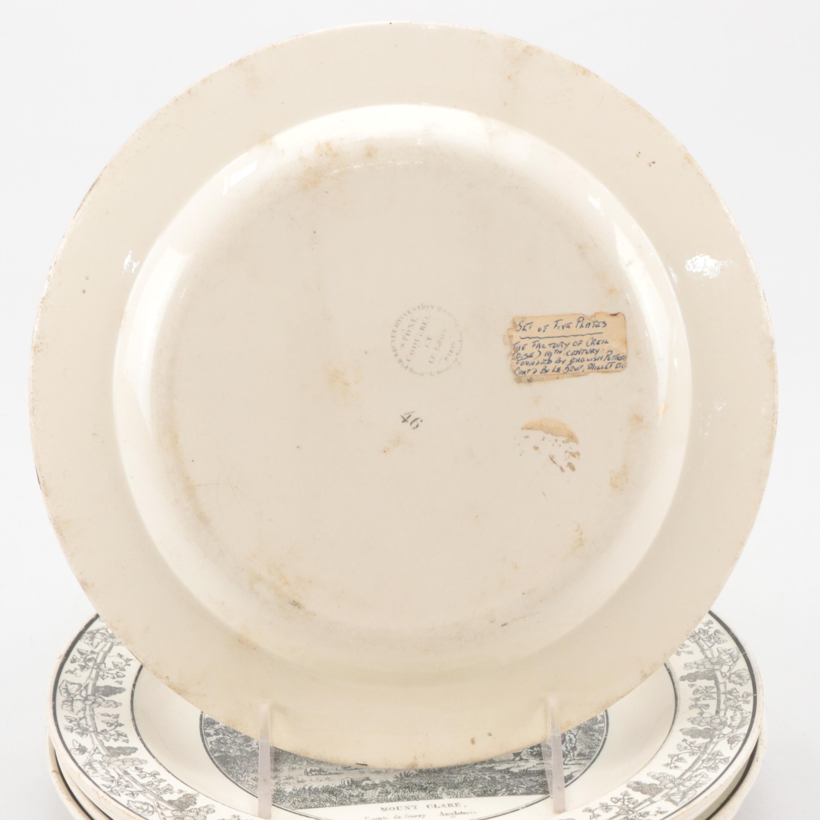 Coquerel and Legros d'Anisy Creil Faience Grisaille Transfer Plates