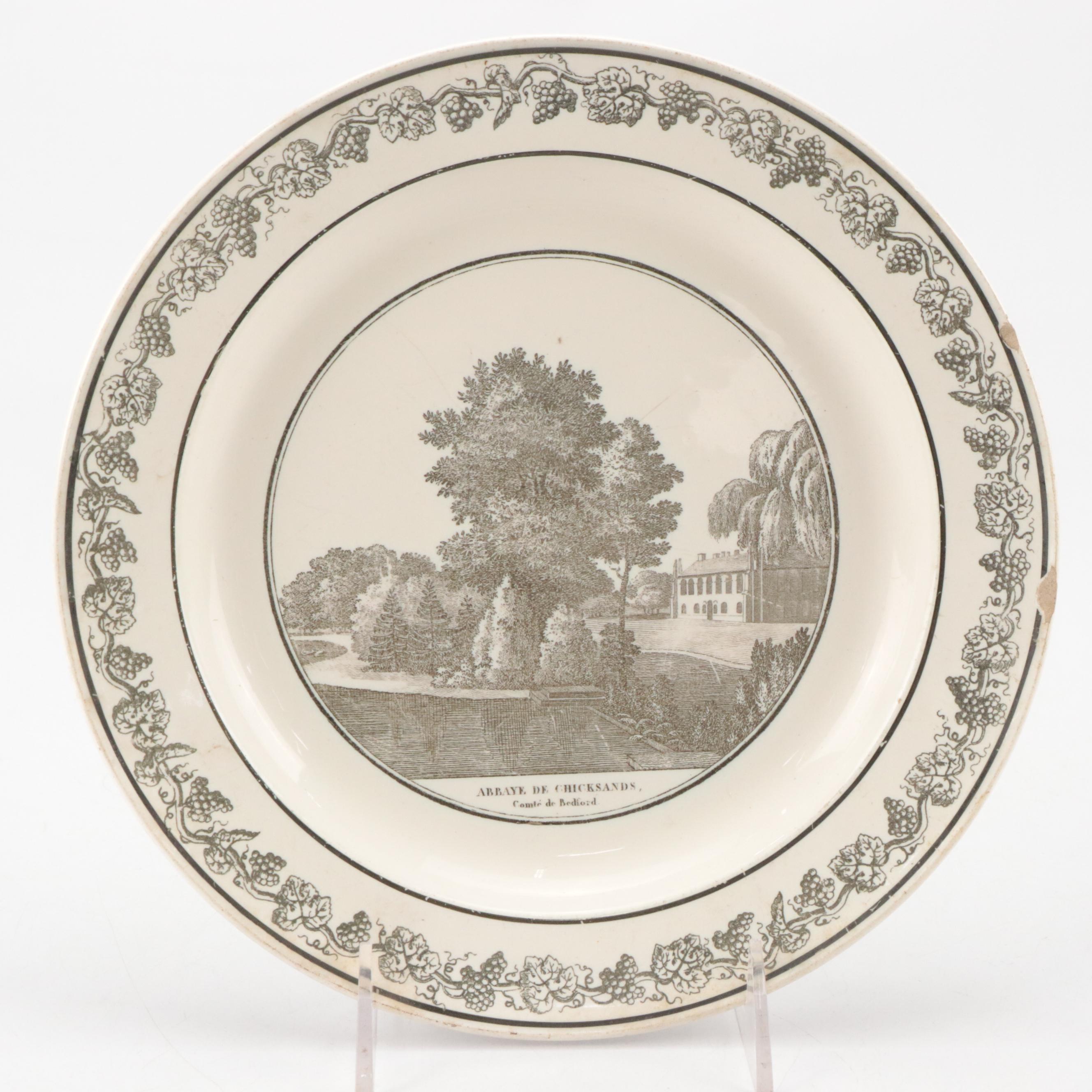 Coquerel and Legros d'Anisy Creil Faience Grisaille Transfer Plates