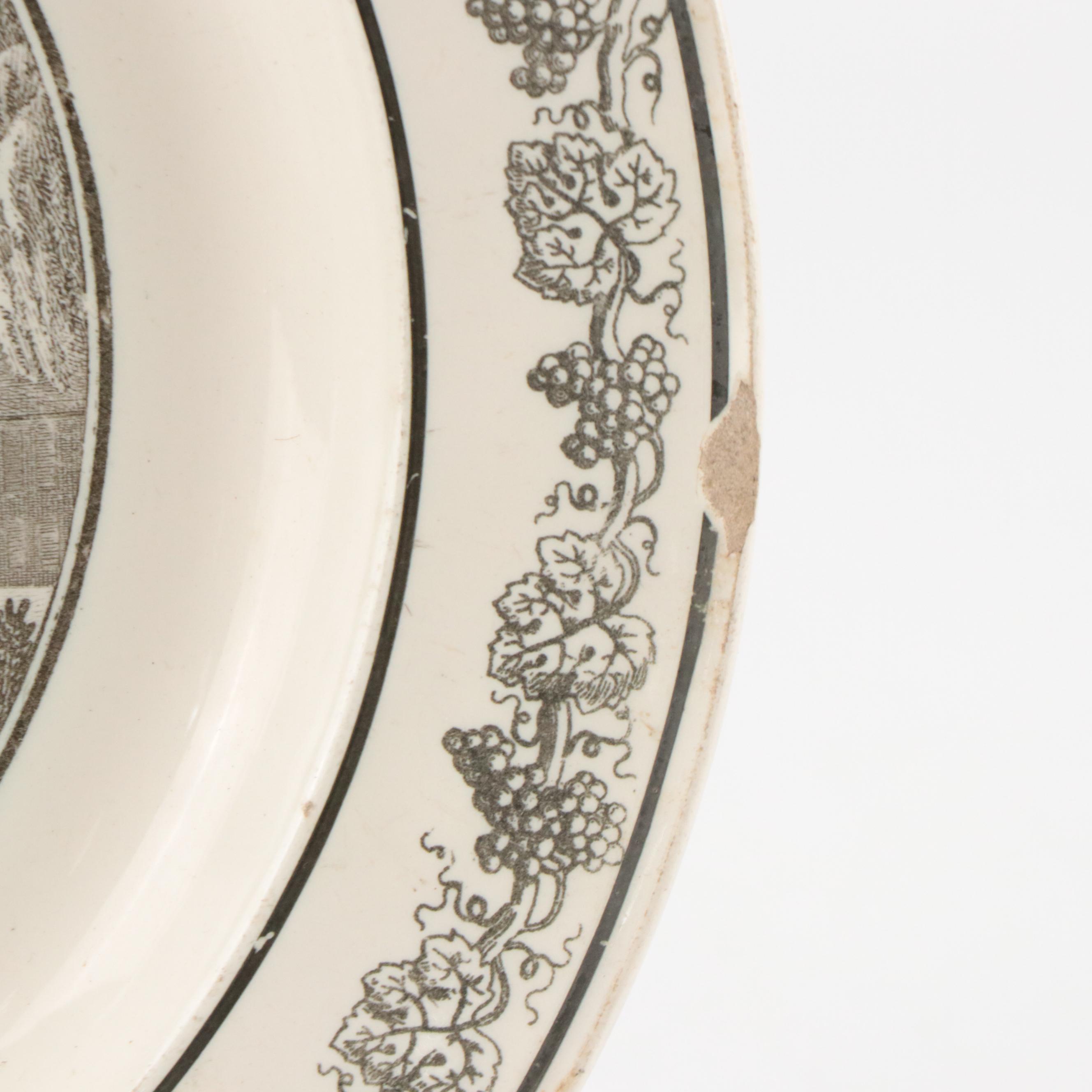 Coquerel and Legros d'Anisy Creil Faience Grisaille Transfer Plates