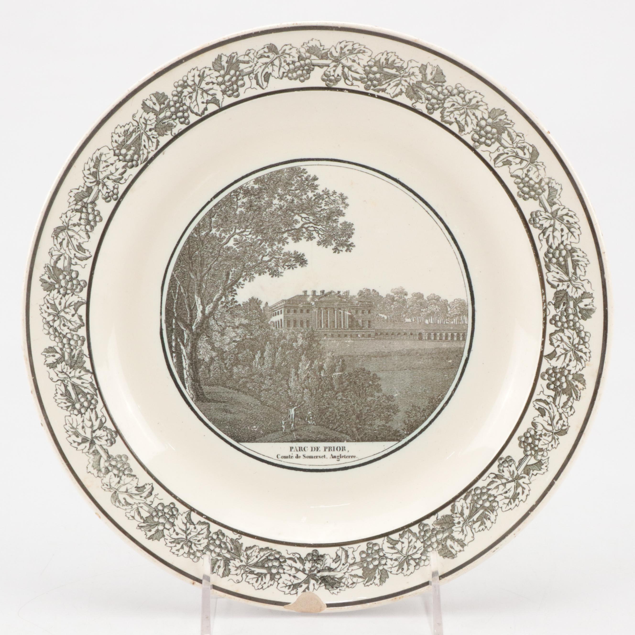 Coquerel and Legros d'Anisy Creil Faience Grisaille Transfer Plates