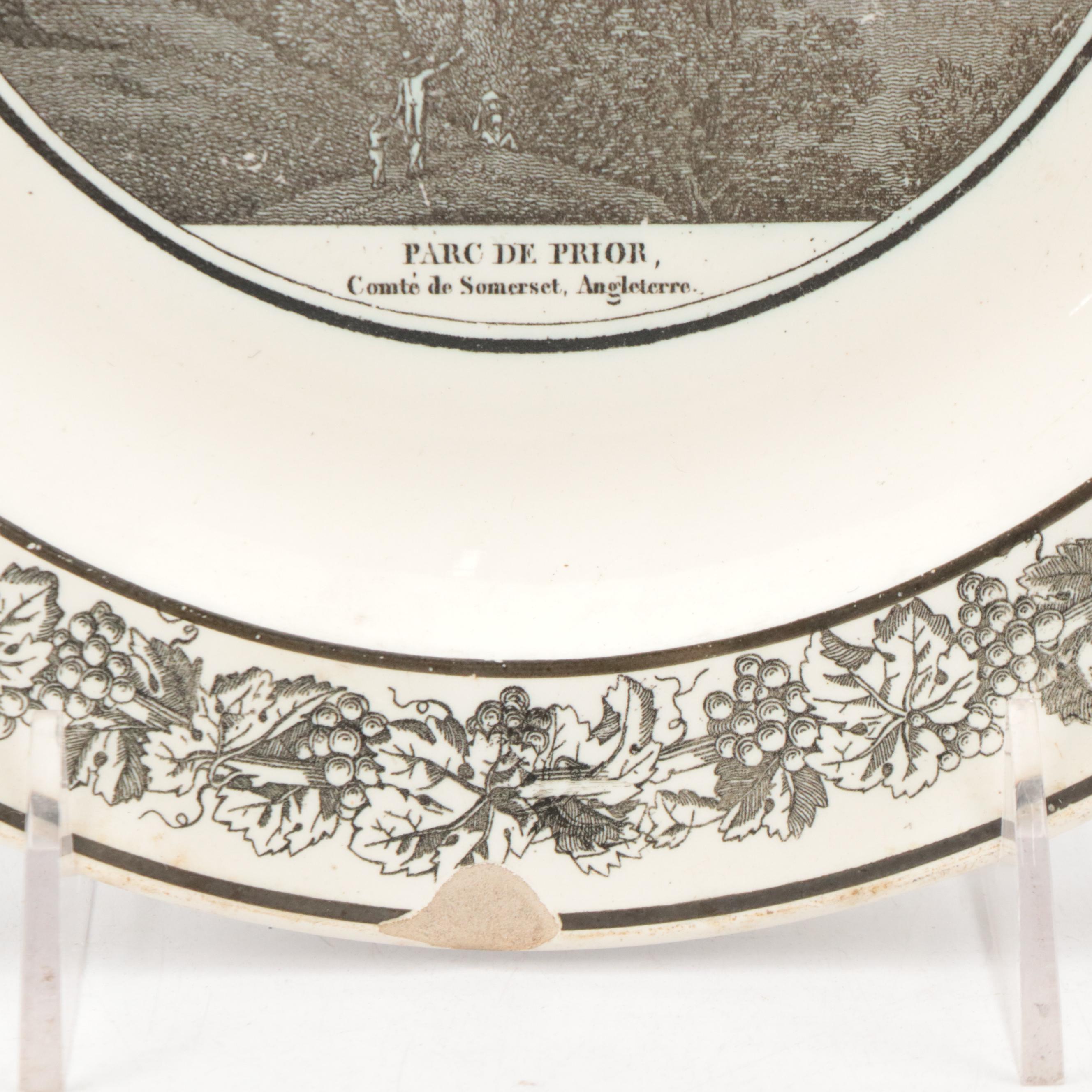 Coquerel and Legros d'Anisy Creil Faience Grisaille Transfer Plates