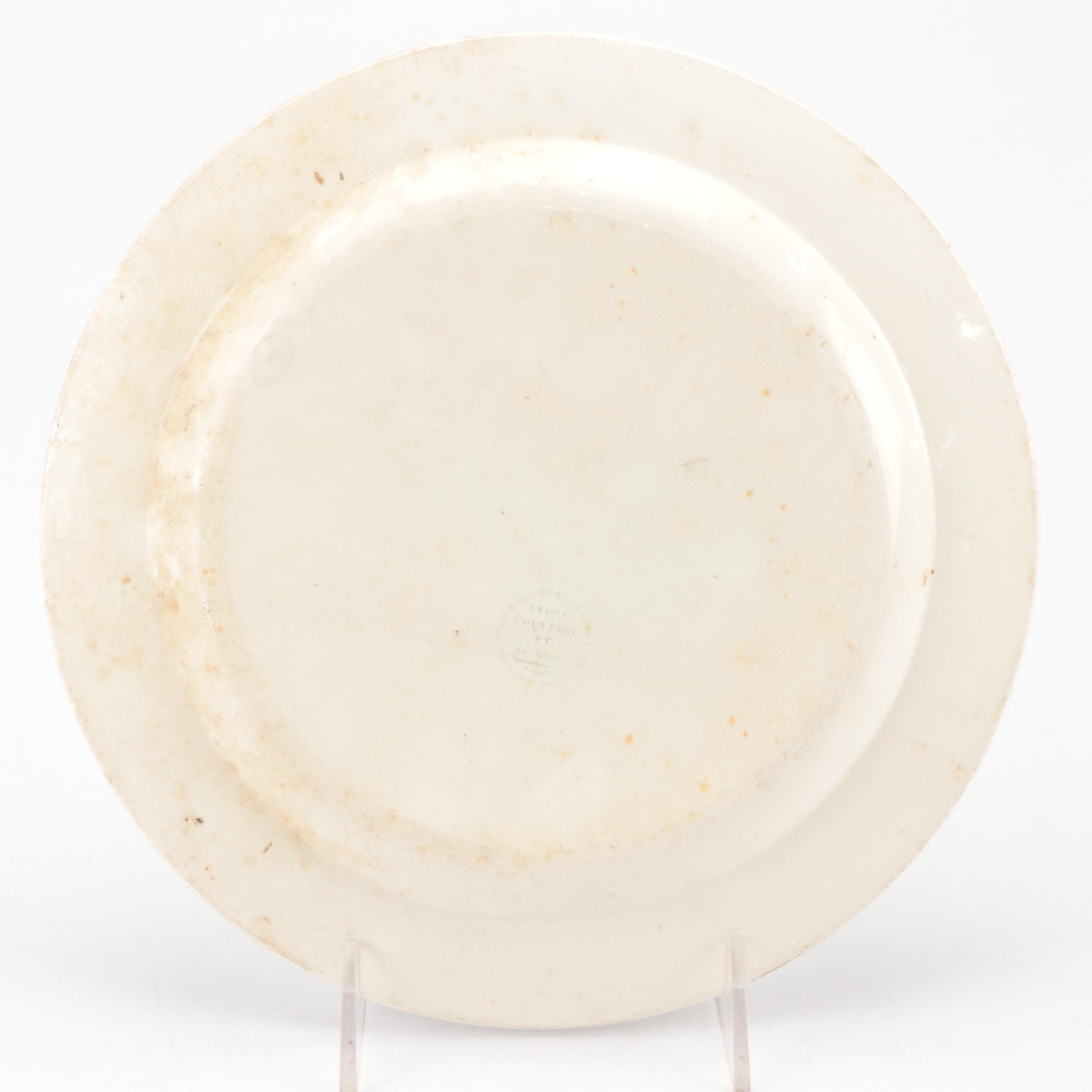 Coquerel and Legros d'Anisy Creil Faience Grisaille Transfer Plates