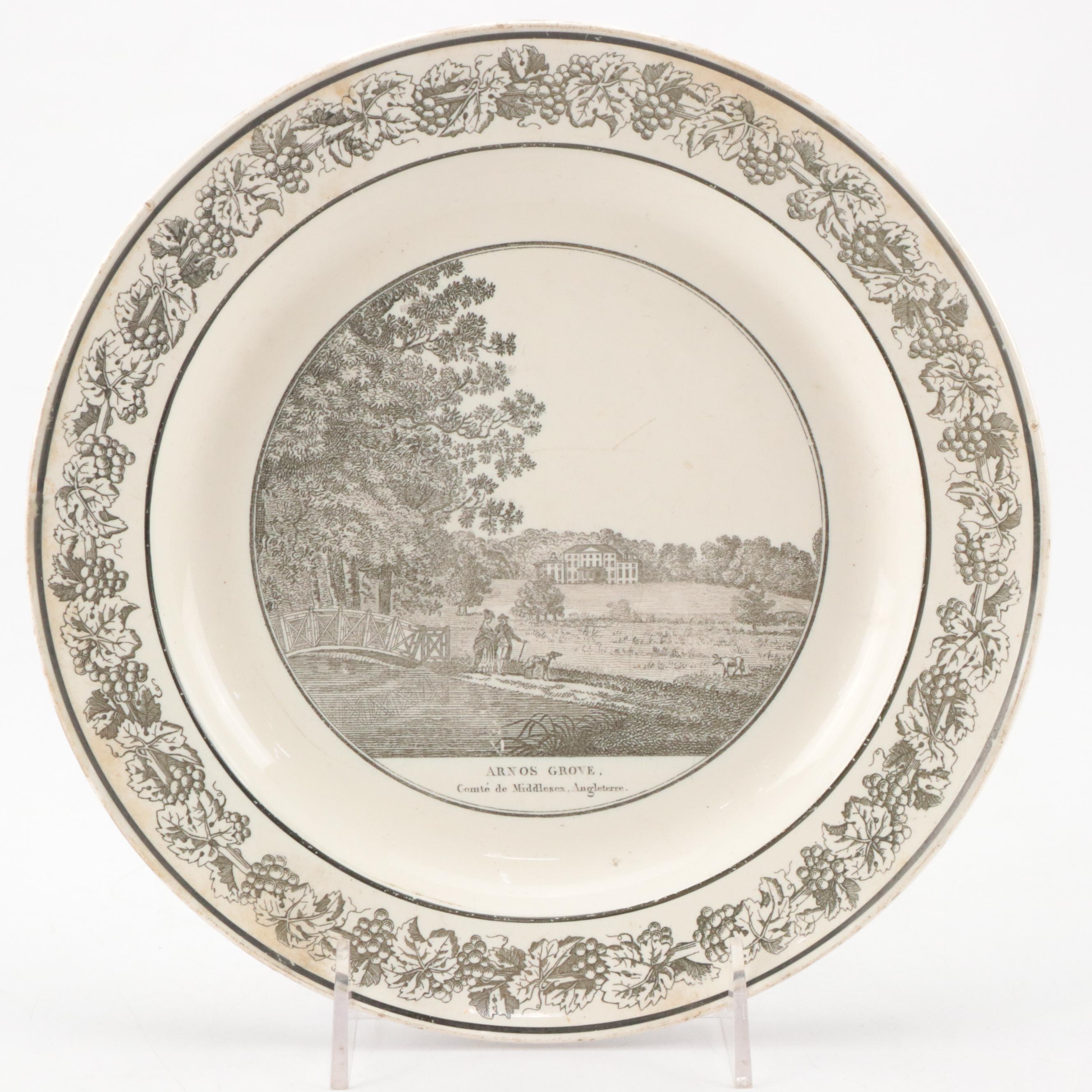 Coquerel and Legros d'Anisy Creil Faience Grisaille Transfer Plates