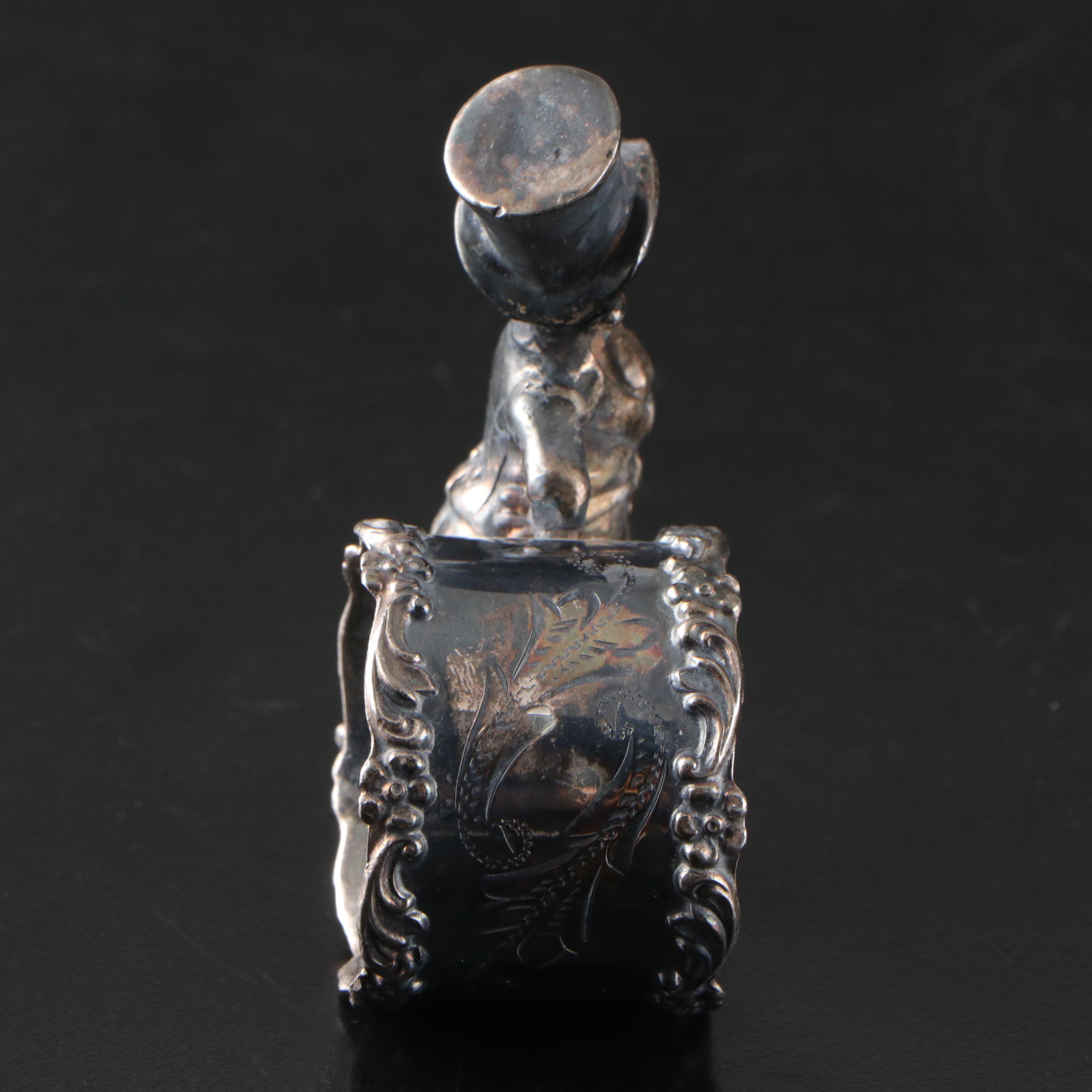 Gorham Sterling Silver Heart Shaped Dish with Silver Plate Figural Napkin Ring