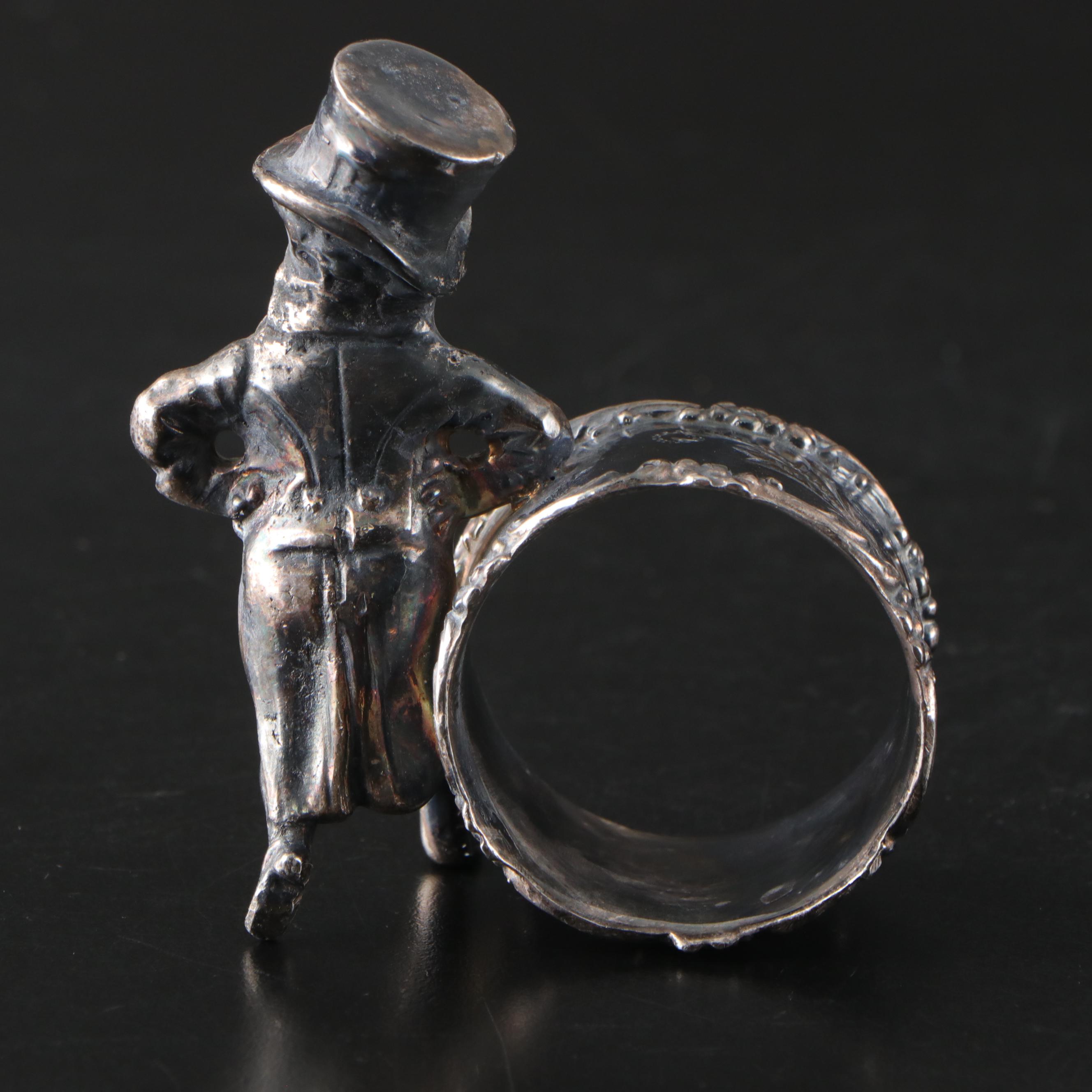 Gorham Sterling Silver Heart Shaped Dish with Silver Plate Figural Napkin Ring