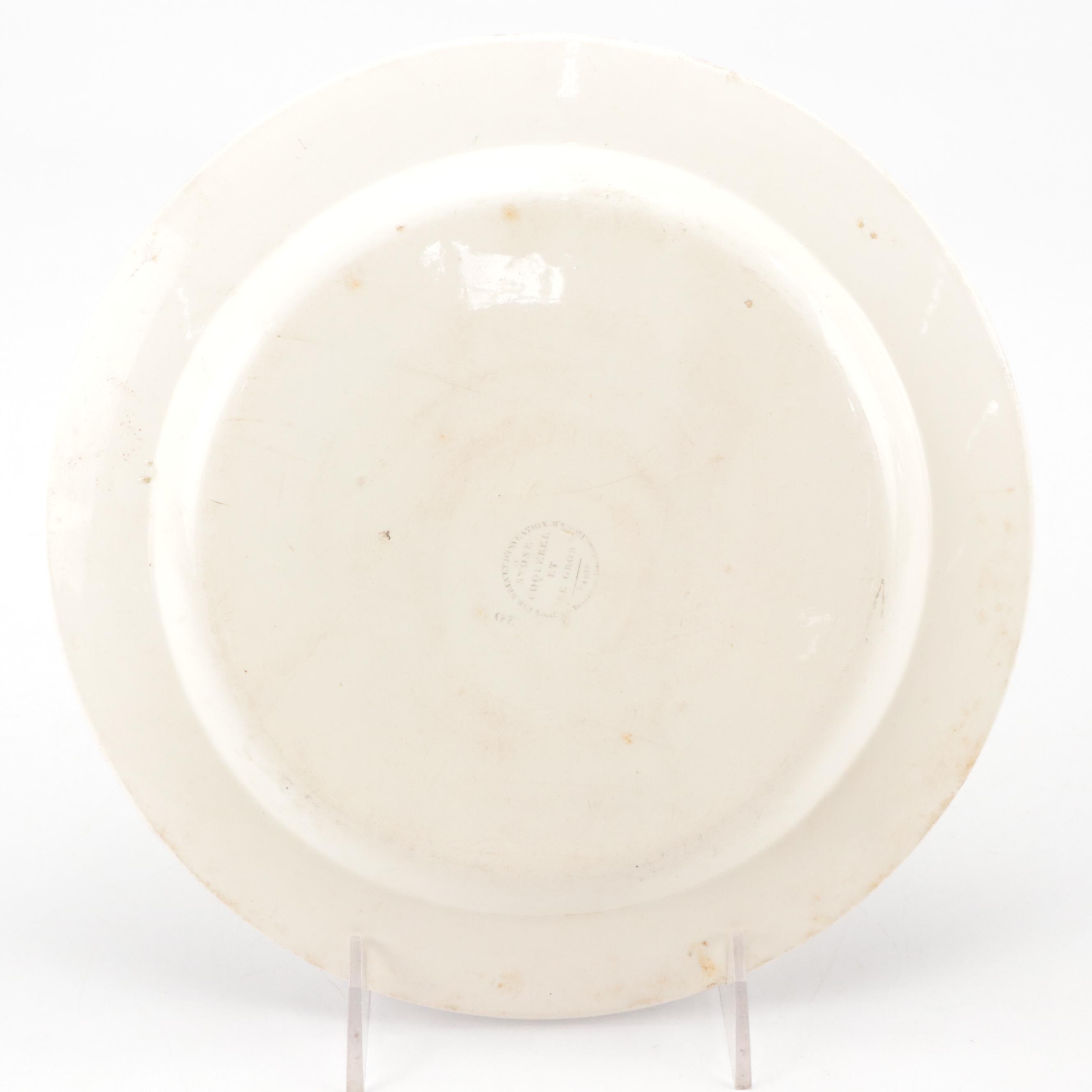 Coquerel and Legros d'Anisy Creil Faience Grisaille Transfer Plates