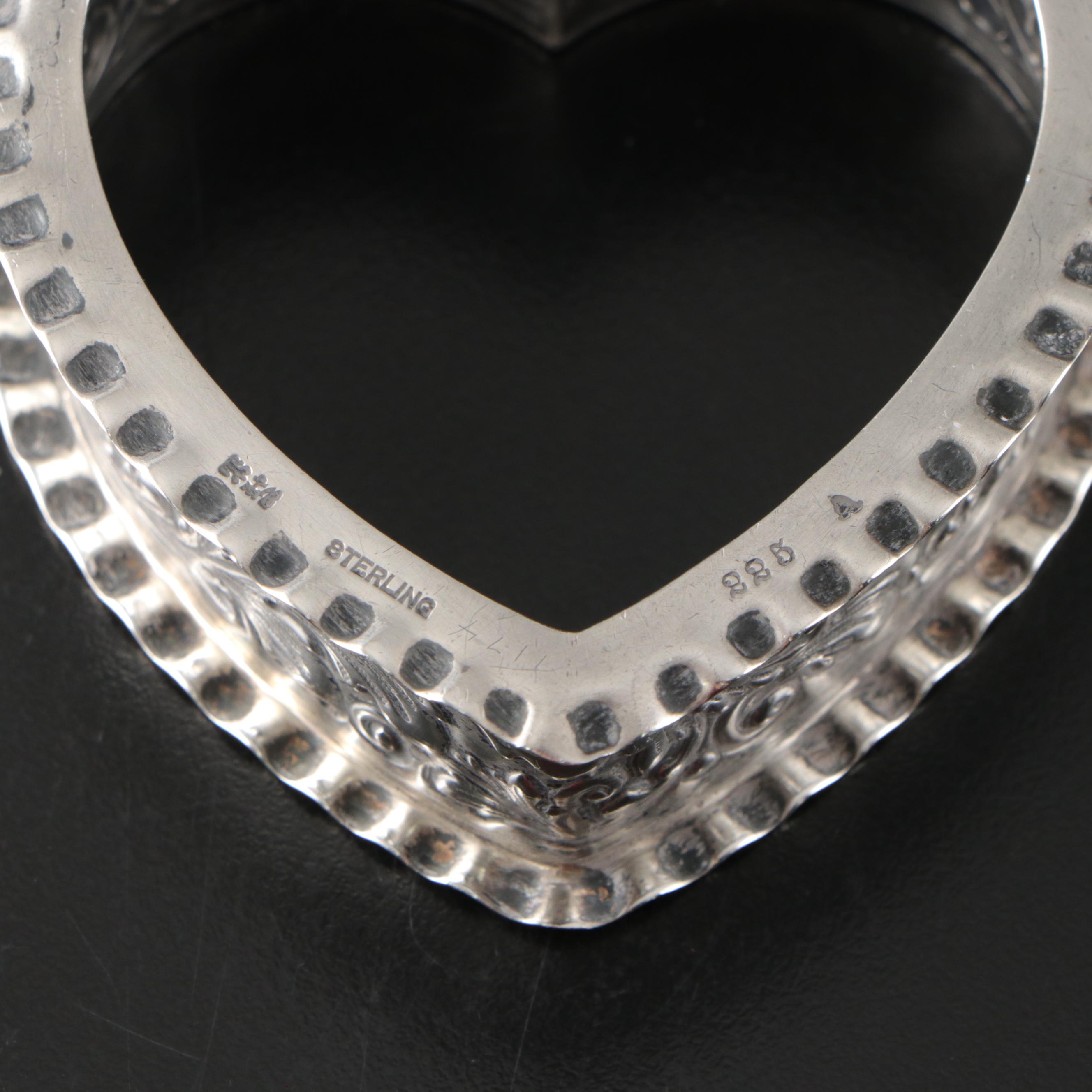 Gorham Sterling Silver Heart Shaped Dish with Silver Plate Figural Napkin Ring