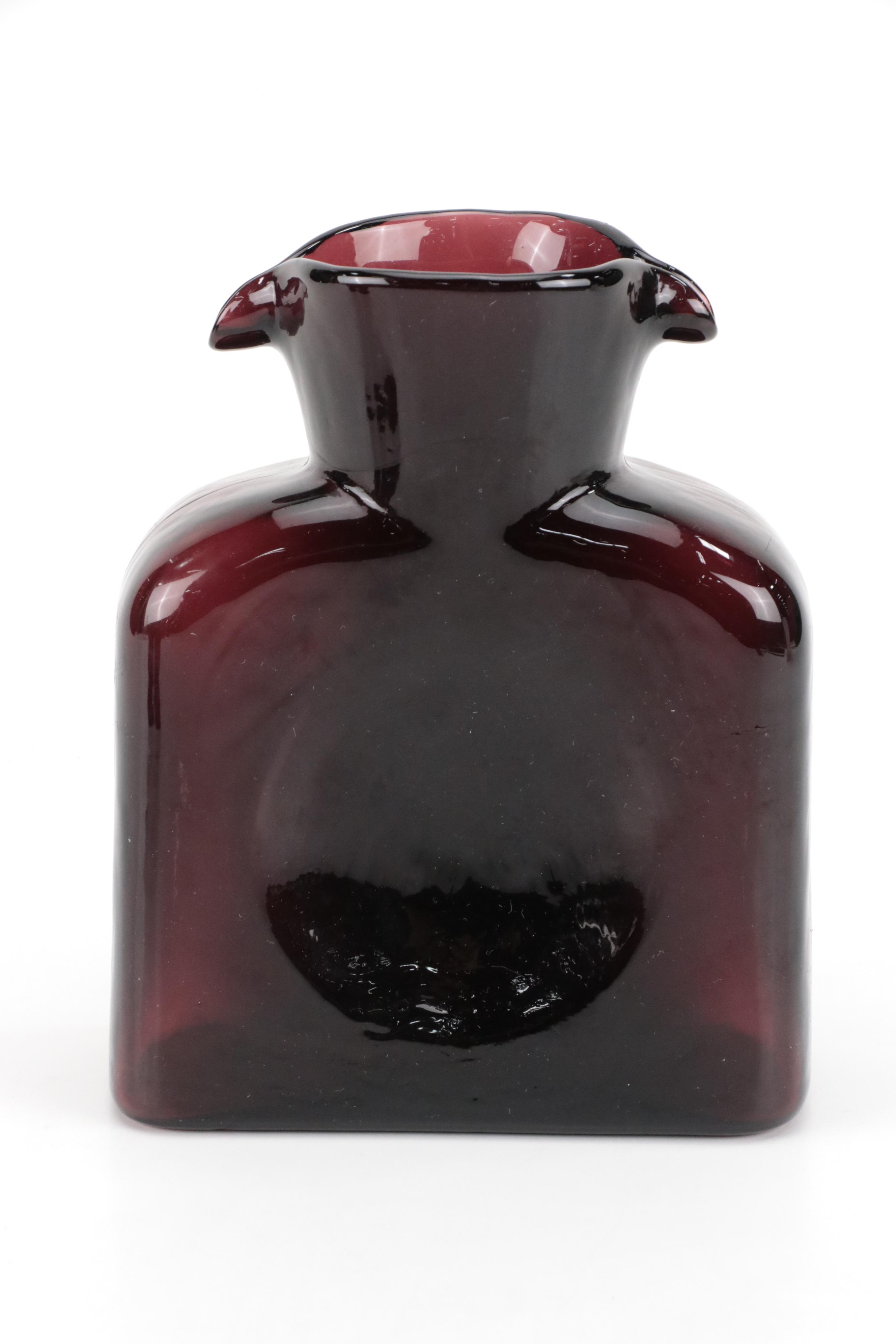 Cambridge Glass "Harlequin Amethyst" Flat Tumblers with Blenko Glass Pitcher