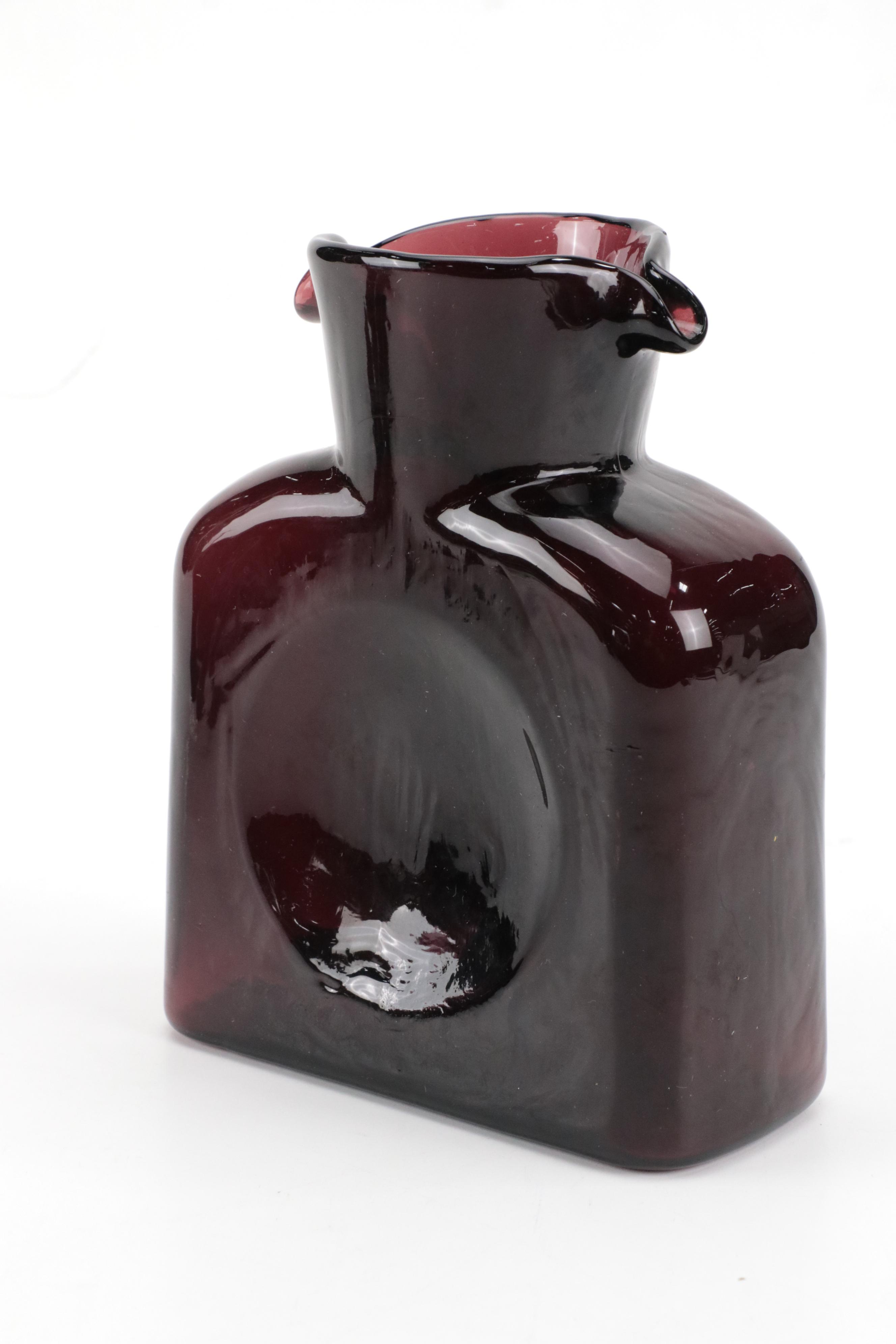 Cambridge Glass "Harlequin Amethyst" Flat Tumblers with Blenko Glass Pitcher