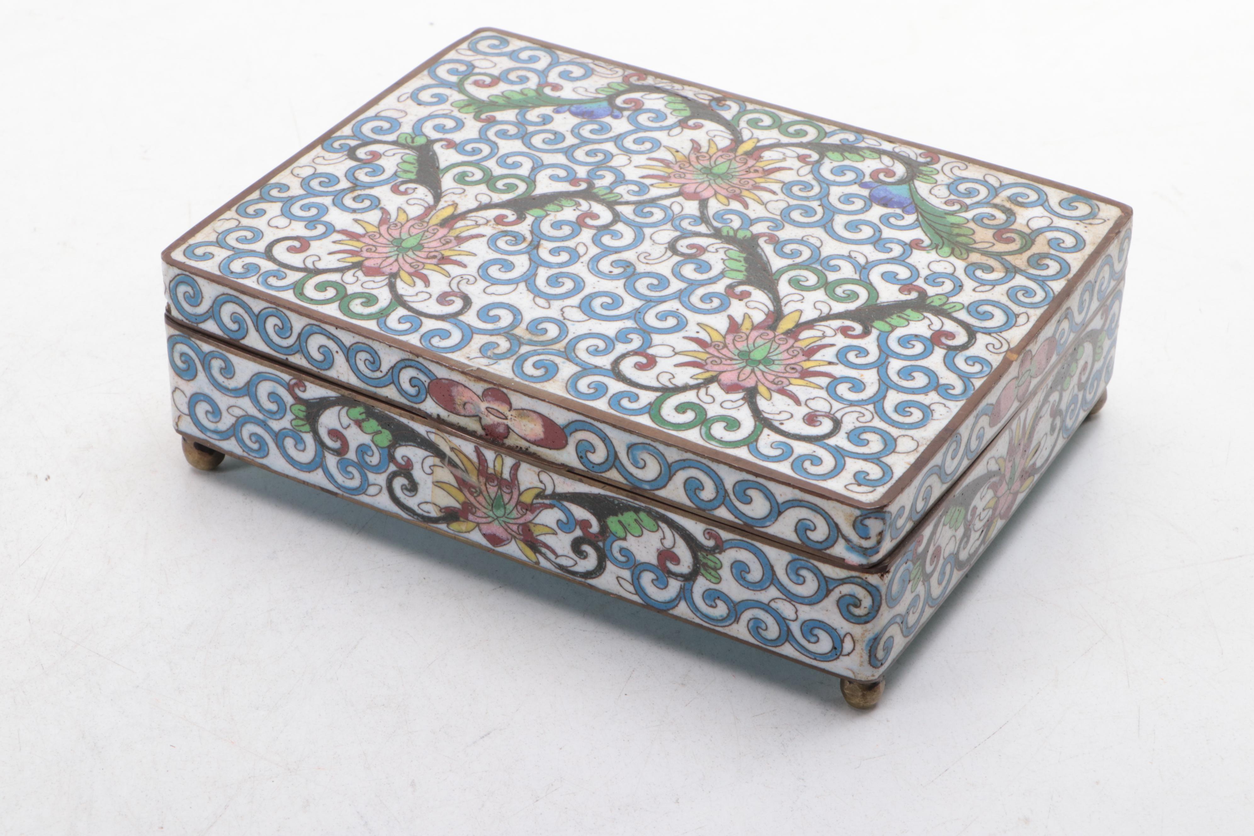Chinese Cloisonné Divided Lidded Box with More Enamel and Metal Lidded Boxes