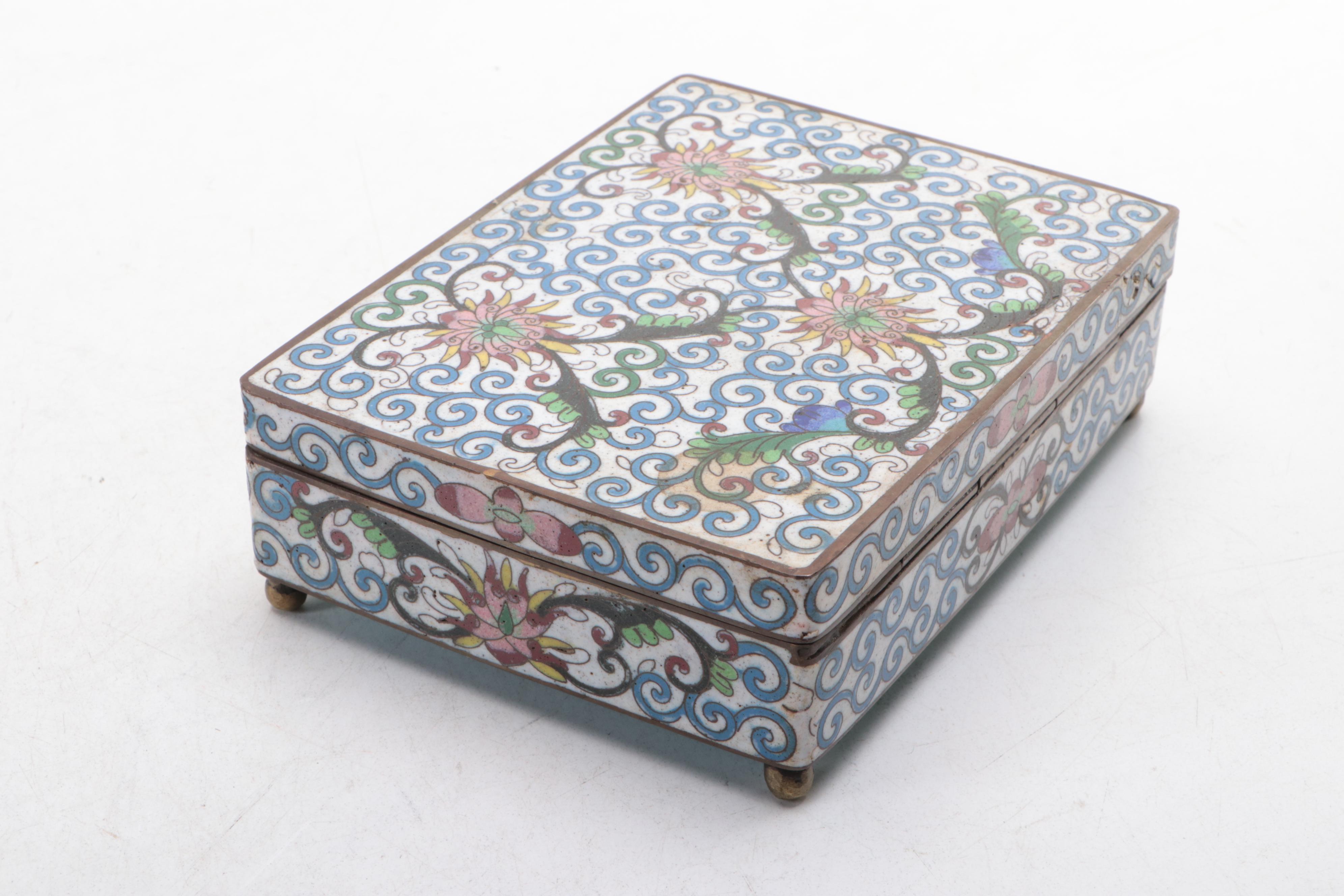 Chinese Cloisonné Divided Lidded Box with More Enamel and Metal Lidded Boxes