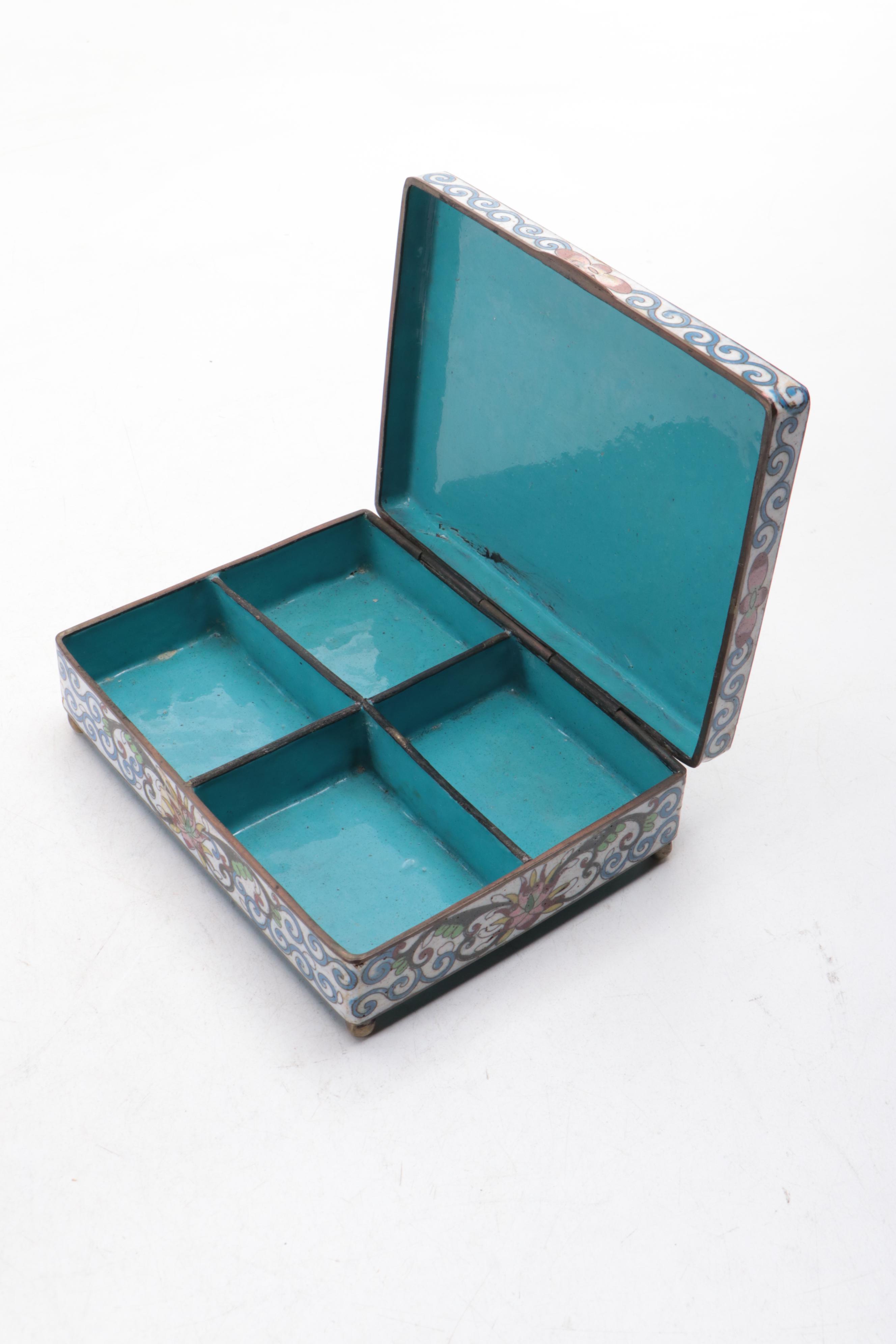 Chinese Cloisonné Divided Lidded Box with More Enamel and Metal Lidded Boxes