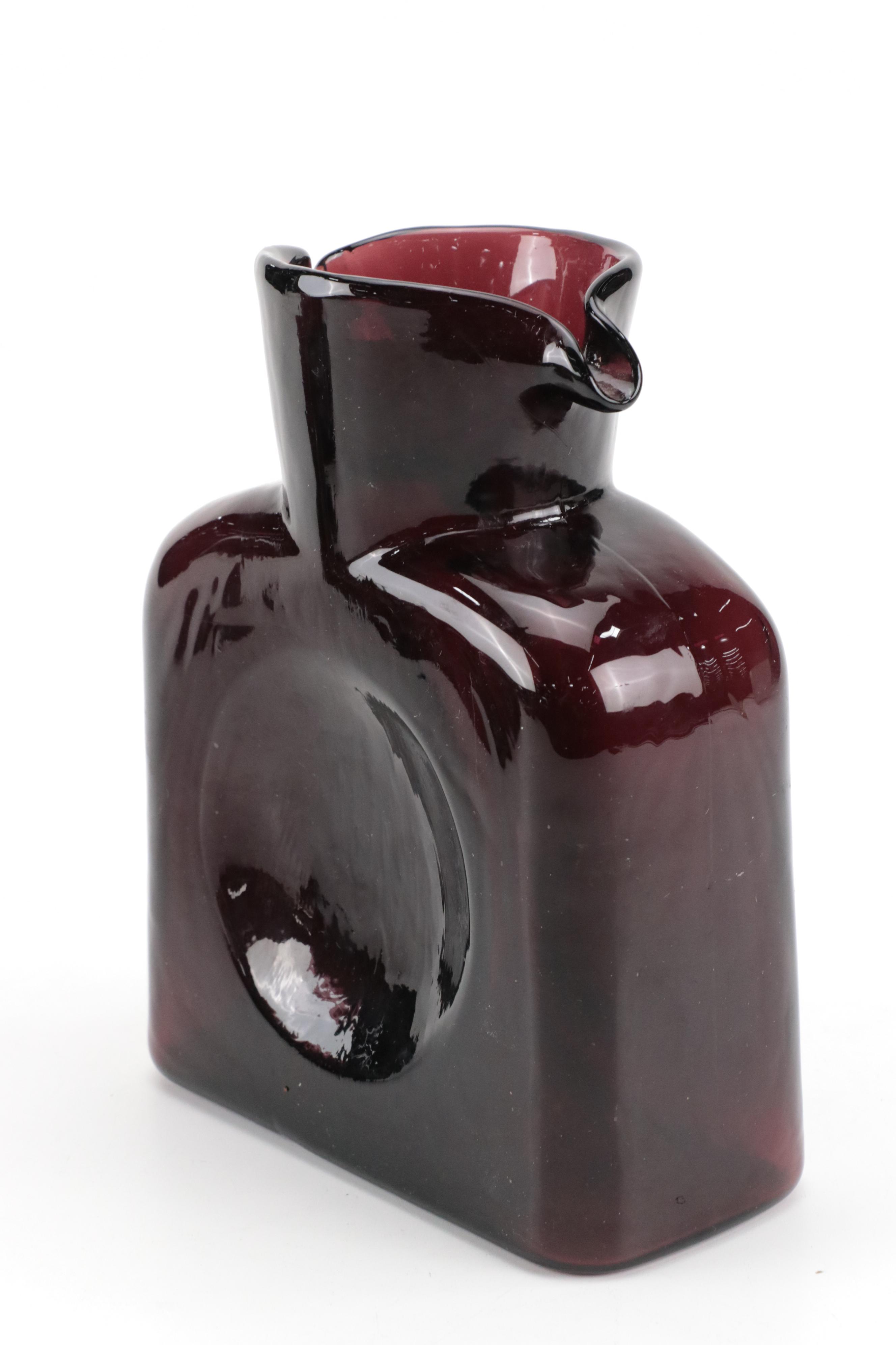 Cambridge Glass "Harlequin Amethyst" Flat Tumblers with Blenko Glass Pitcher