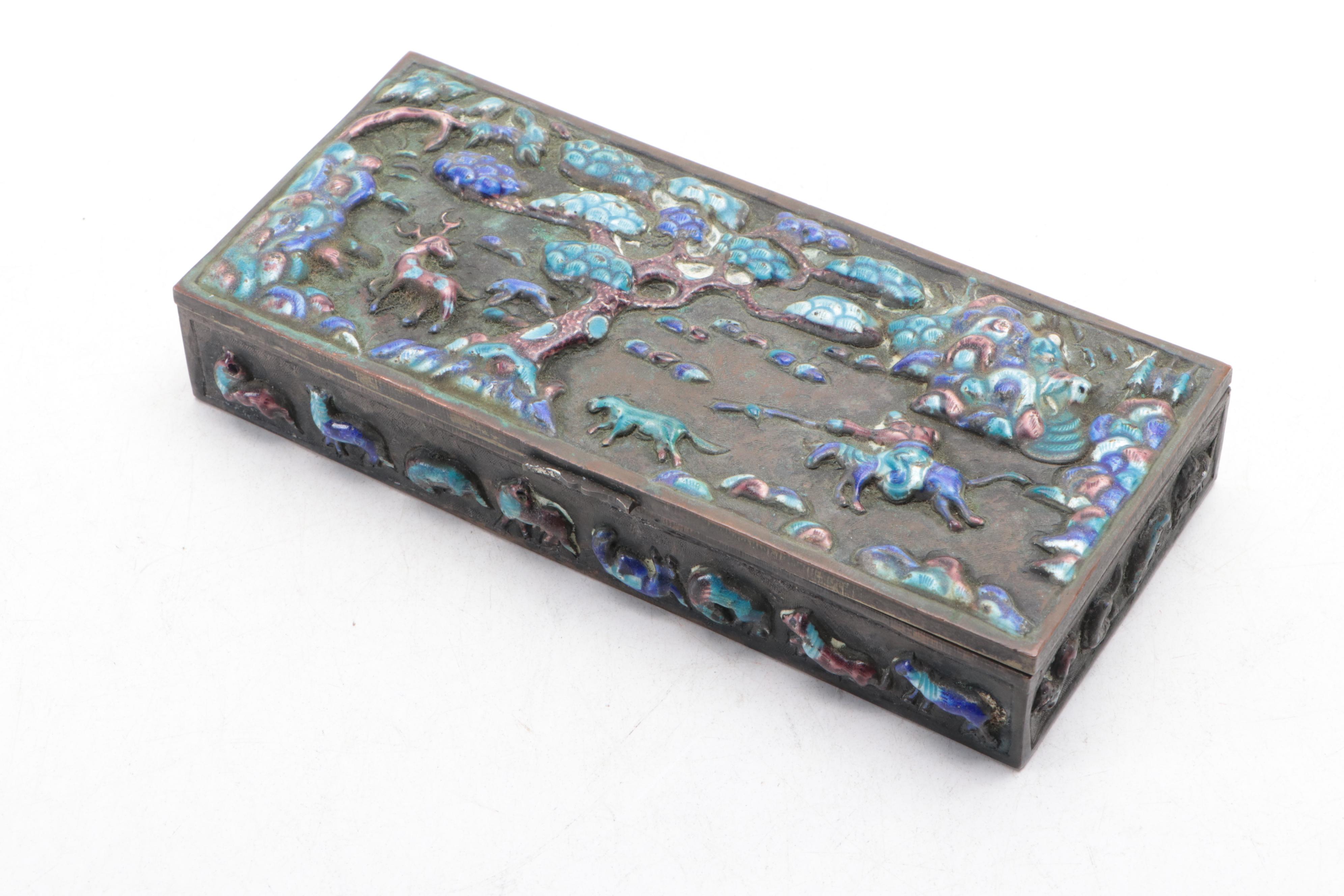 Chinese Cloisonné Divided Lidded Box with More Enamel and Metal Lidded Boxes