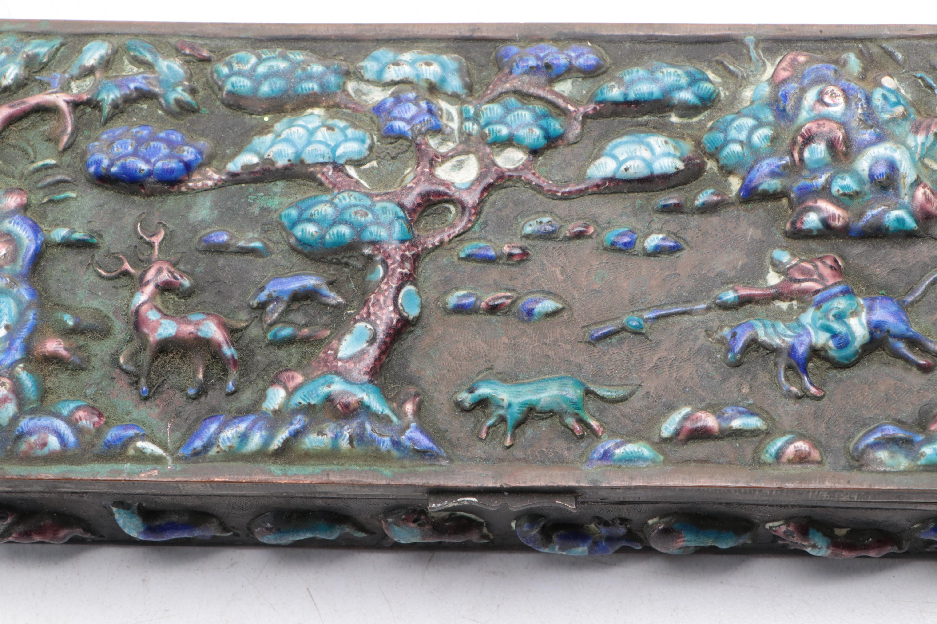 Chinese Cloisonné Divided Lidded Box with More Enamel and Metal Lidded Boxes