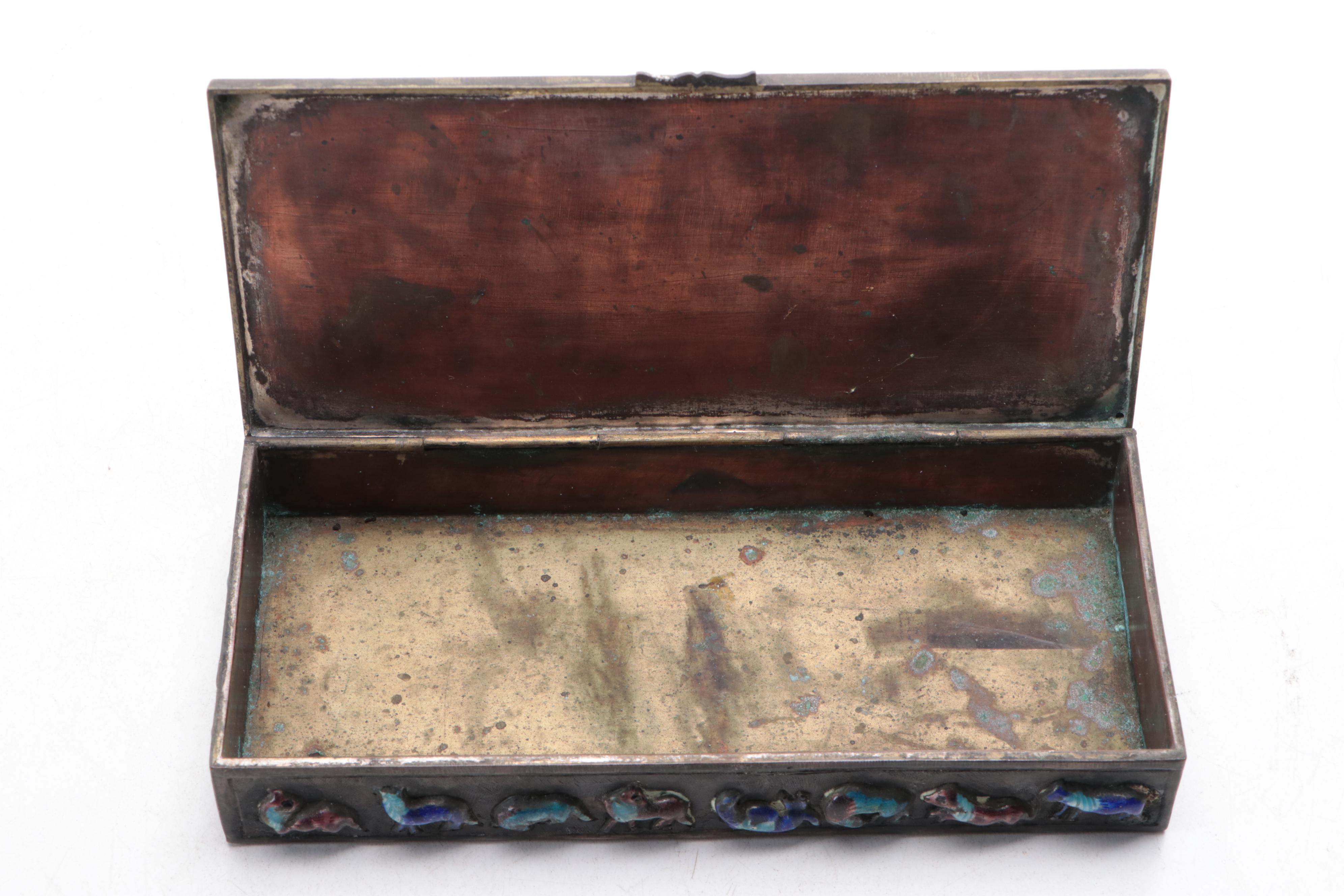 Chinese Cloisonné Divided Lidded Box with More Enamel and Metal Lidded Boxes