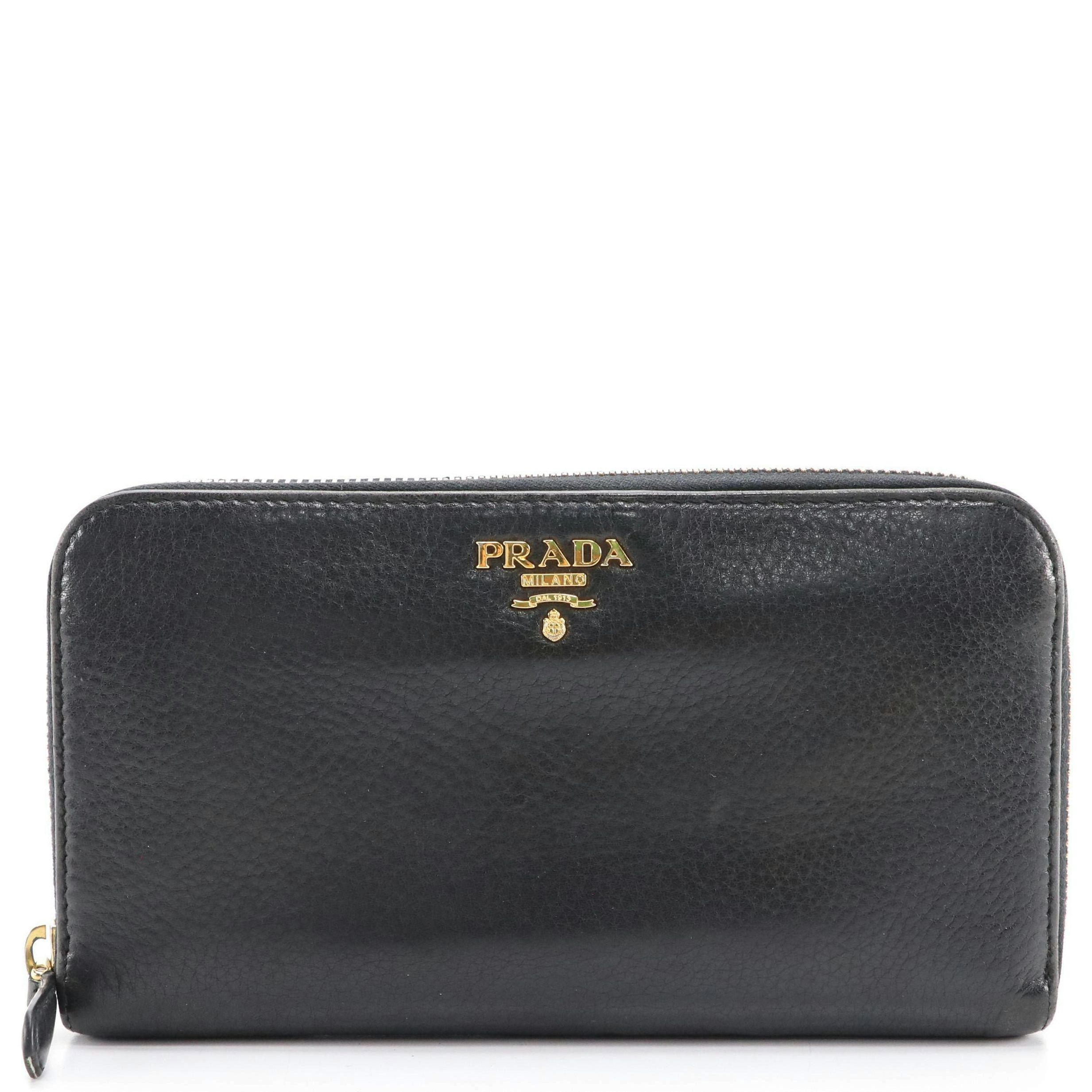 Prada Zip Around Wallet 1M0506 in Vitello Daino Leather with Box