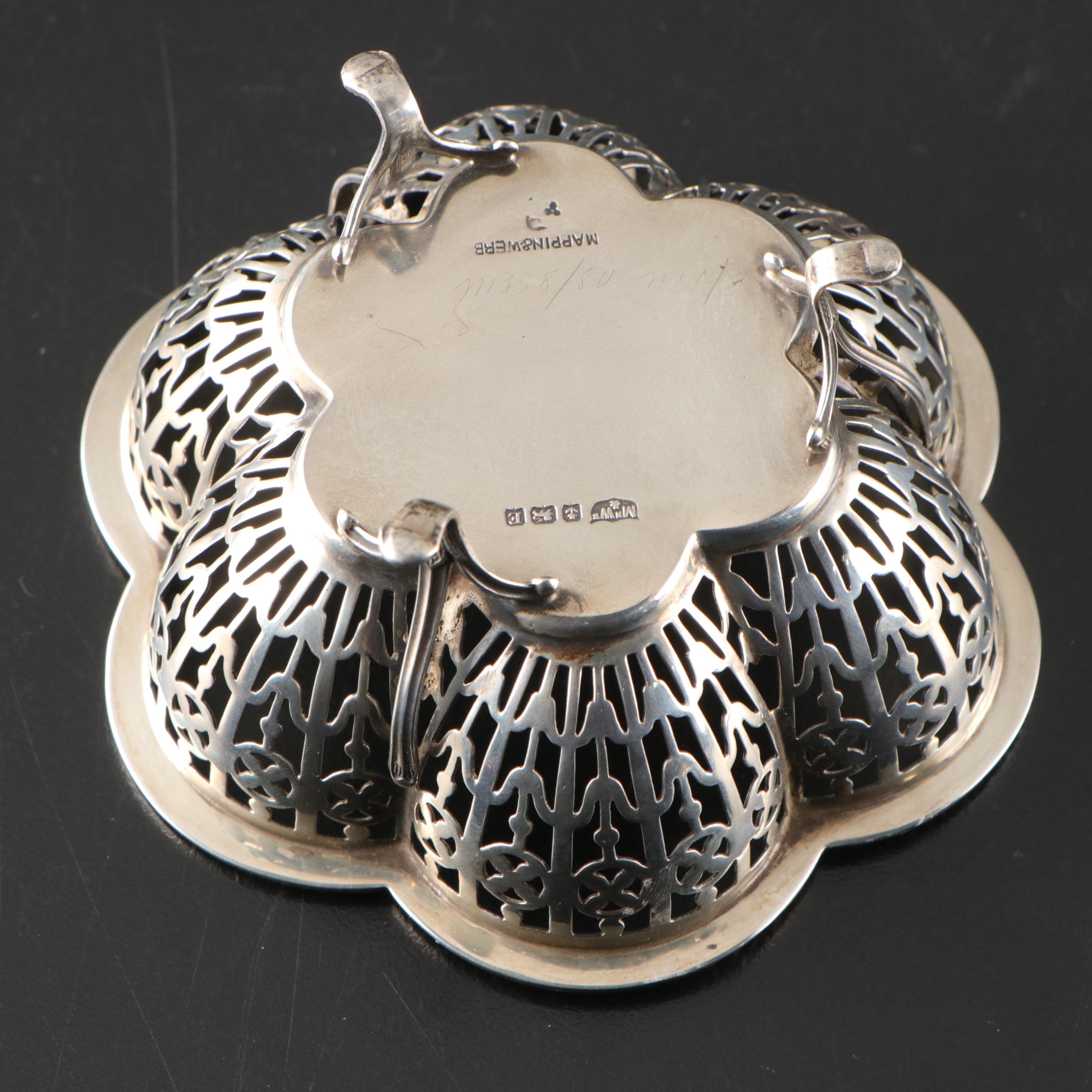 English Mappin & Web Sterling Silver Reticulated Dish with Other Sterling Dishes