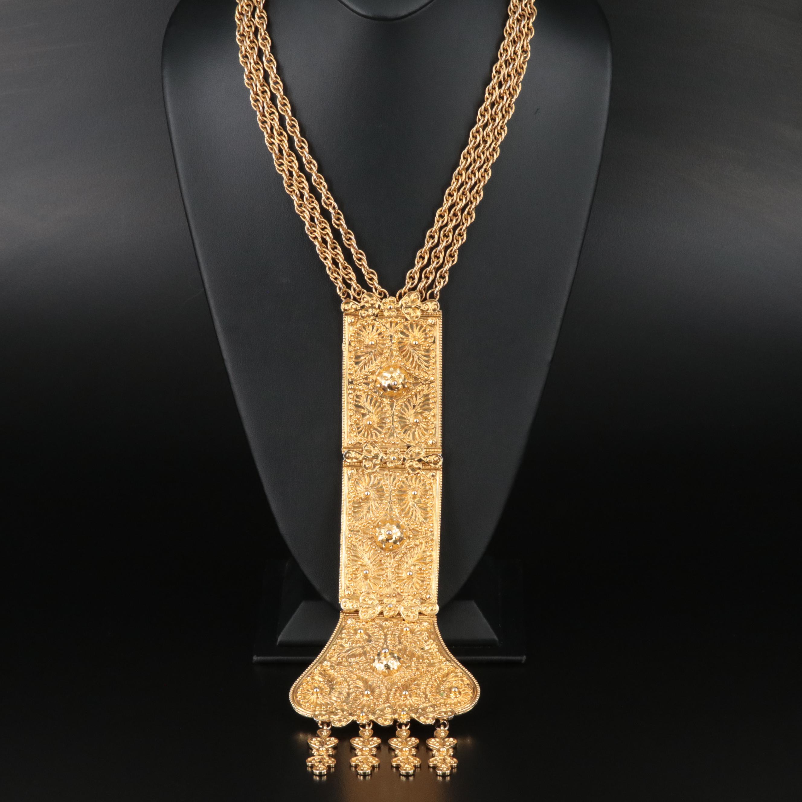 Judith Leiber Necklace with Scroll Detail on Pendant