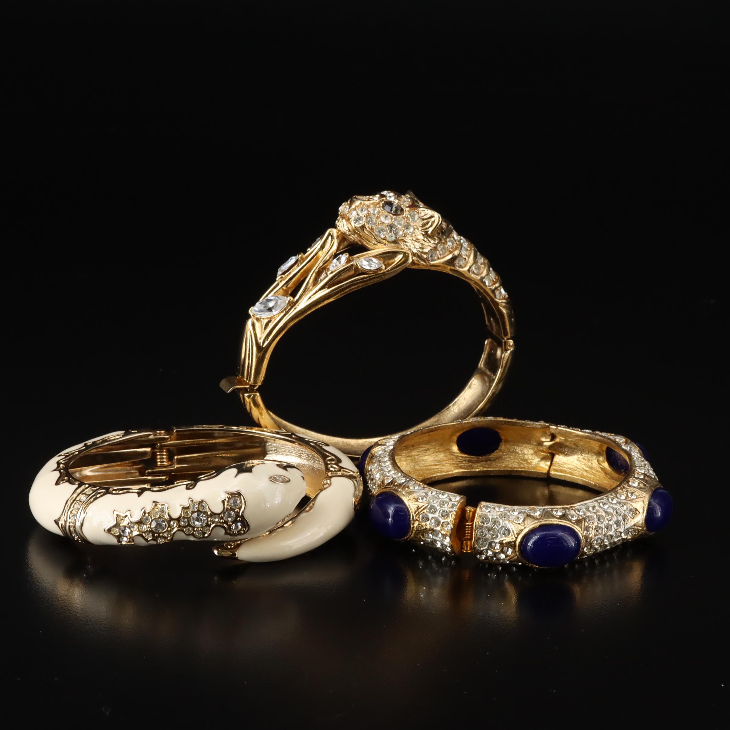 Rhinestone Clamper Bracelets Including Trifari