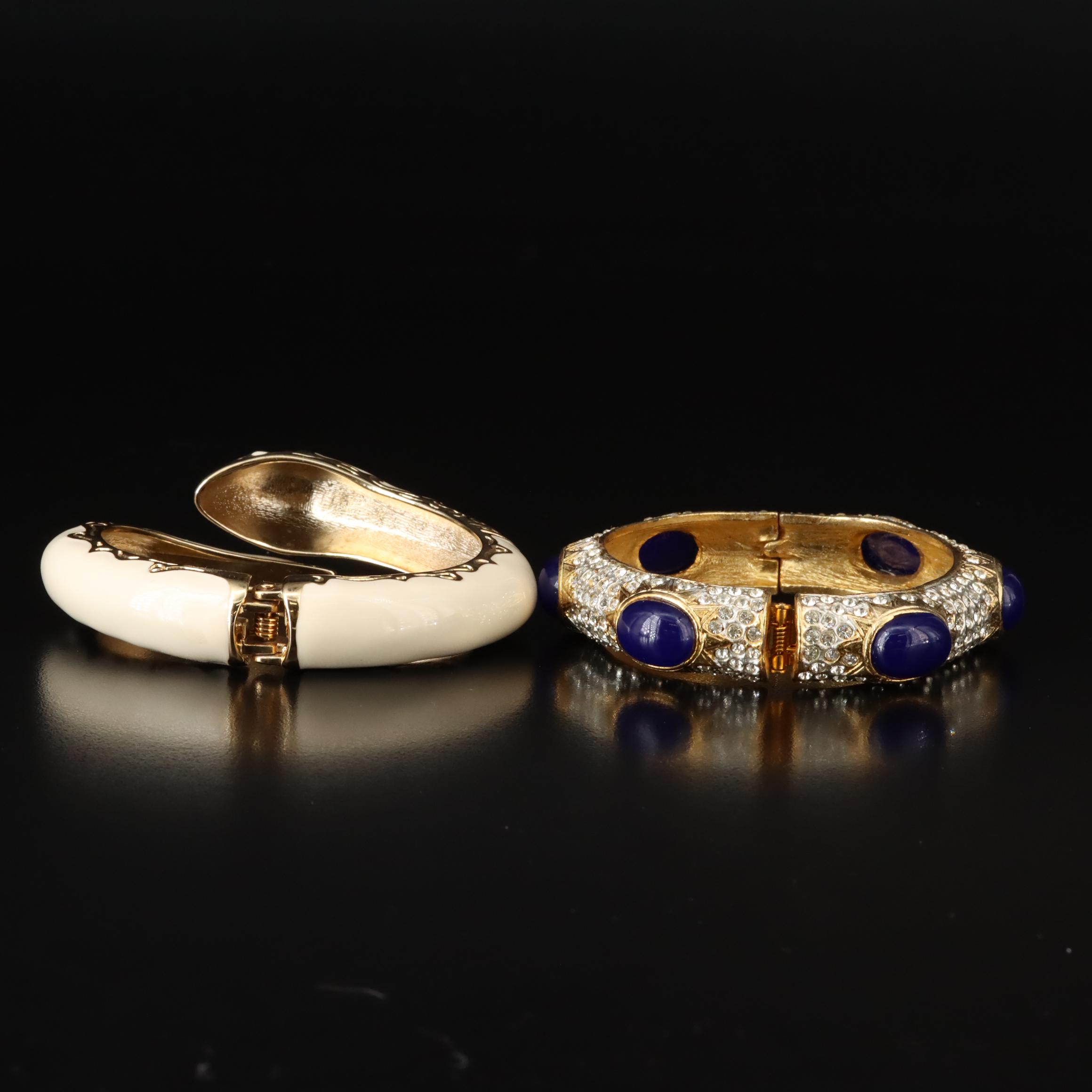 Rhinestone Clamper Bracelets Including Trifari