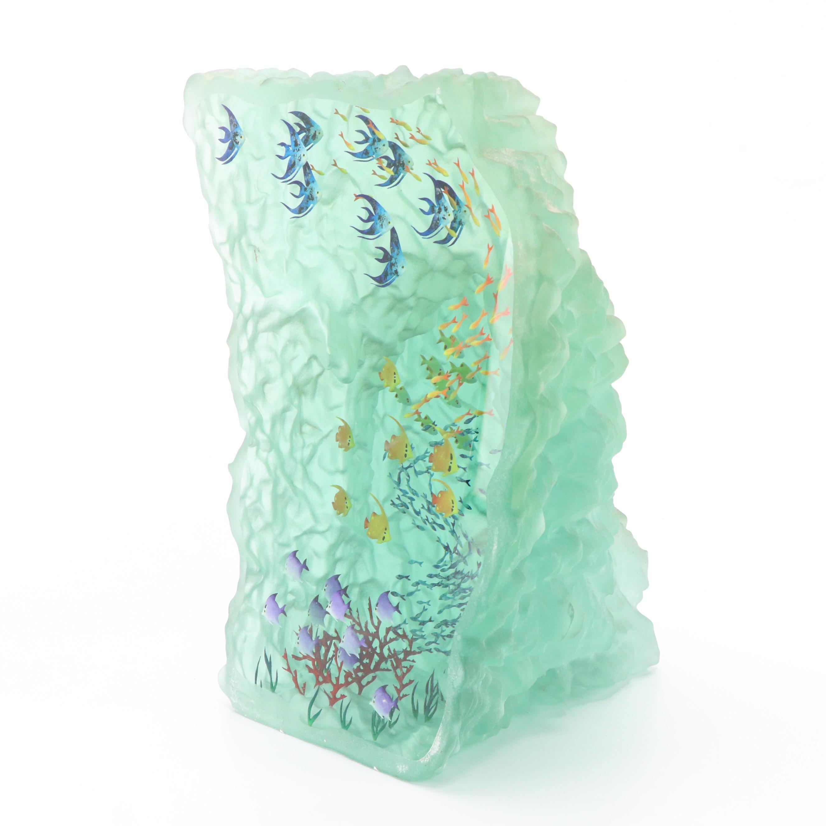 Yves Trucchi Glass Sculpture Aquarium of Swimming Fish, 2013