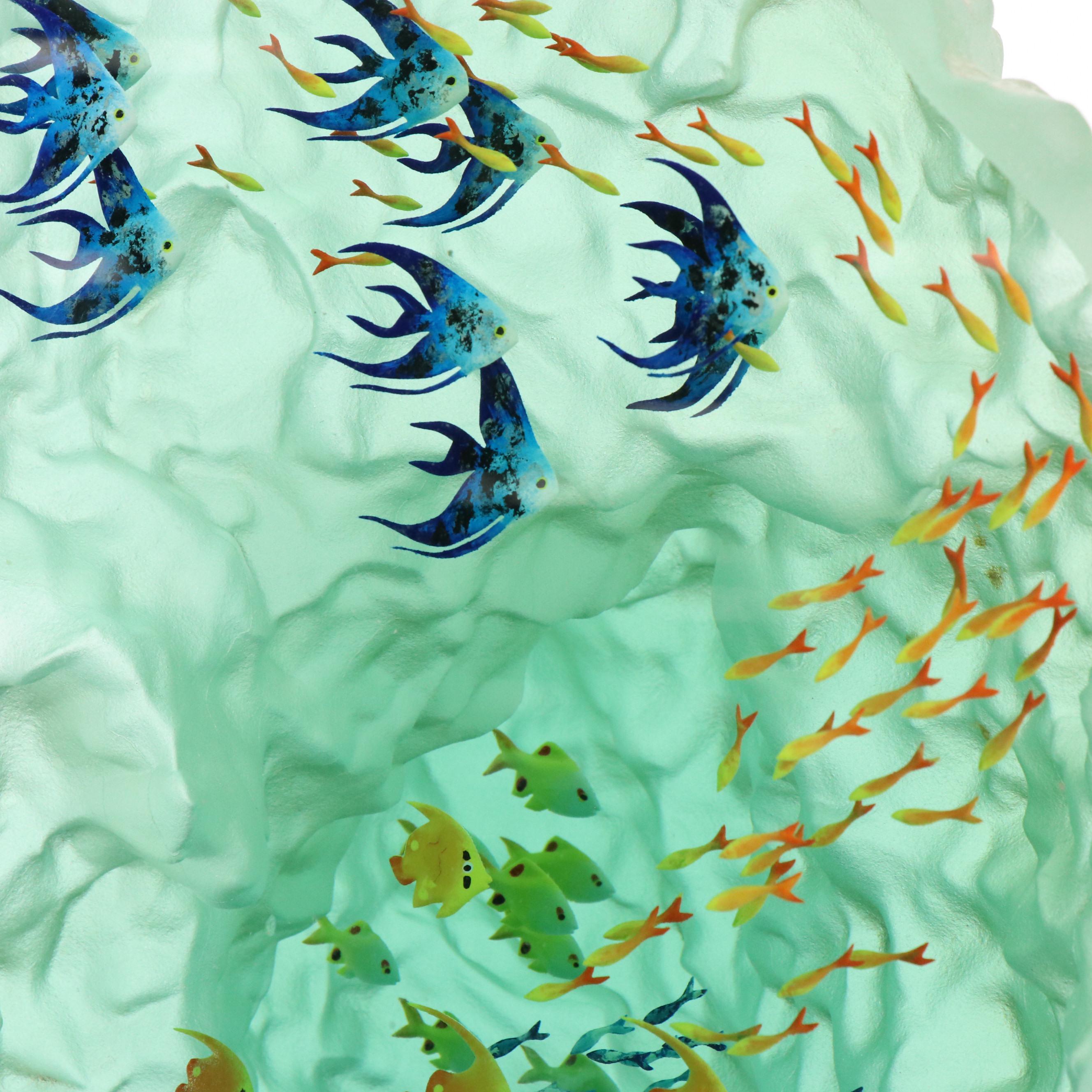 Yves Trucchi Glass Sculpture Aquarium of Swimming Fish, 2013