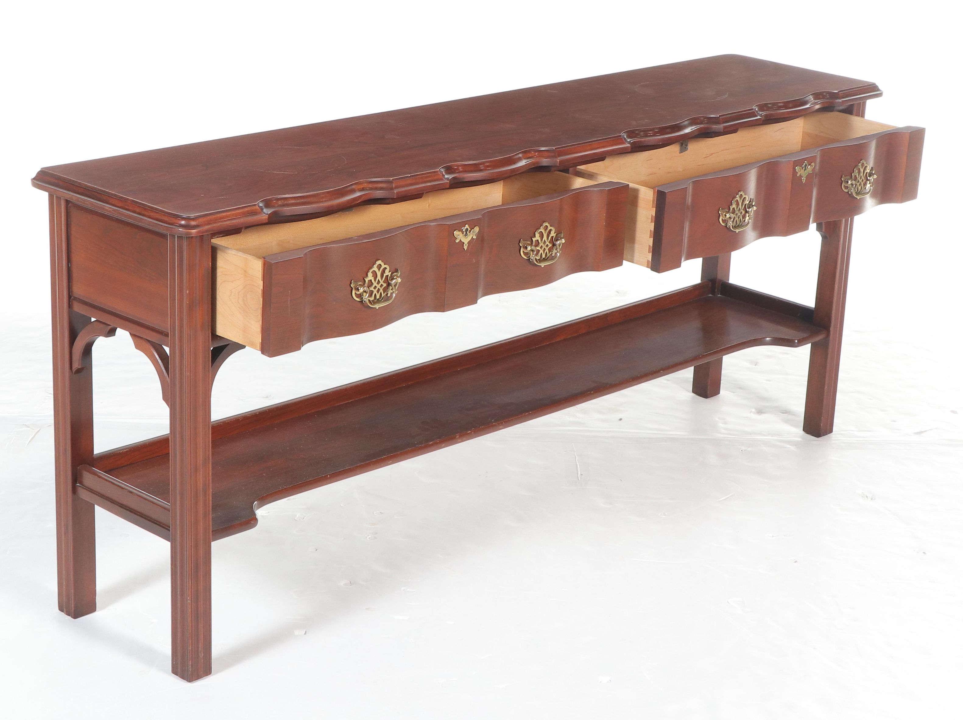 Harden Chippendale Style Cherrywood Serpentine-Front Console Table