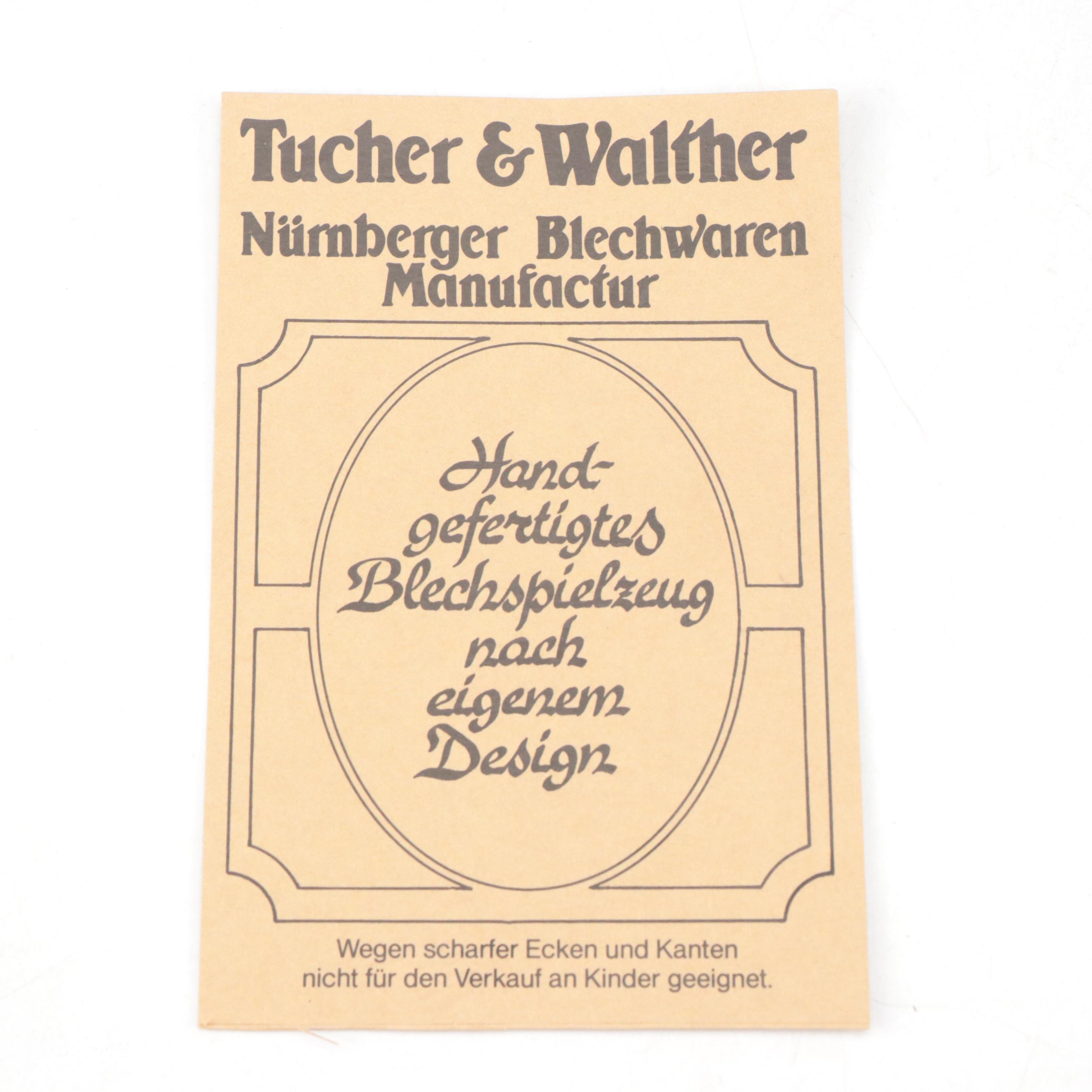 Clockwork Wind-Up Motorcycle with Sidecar and Other Tin Litho Toys, Vintage