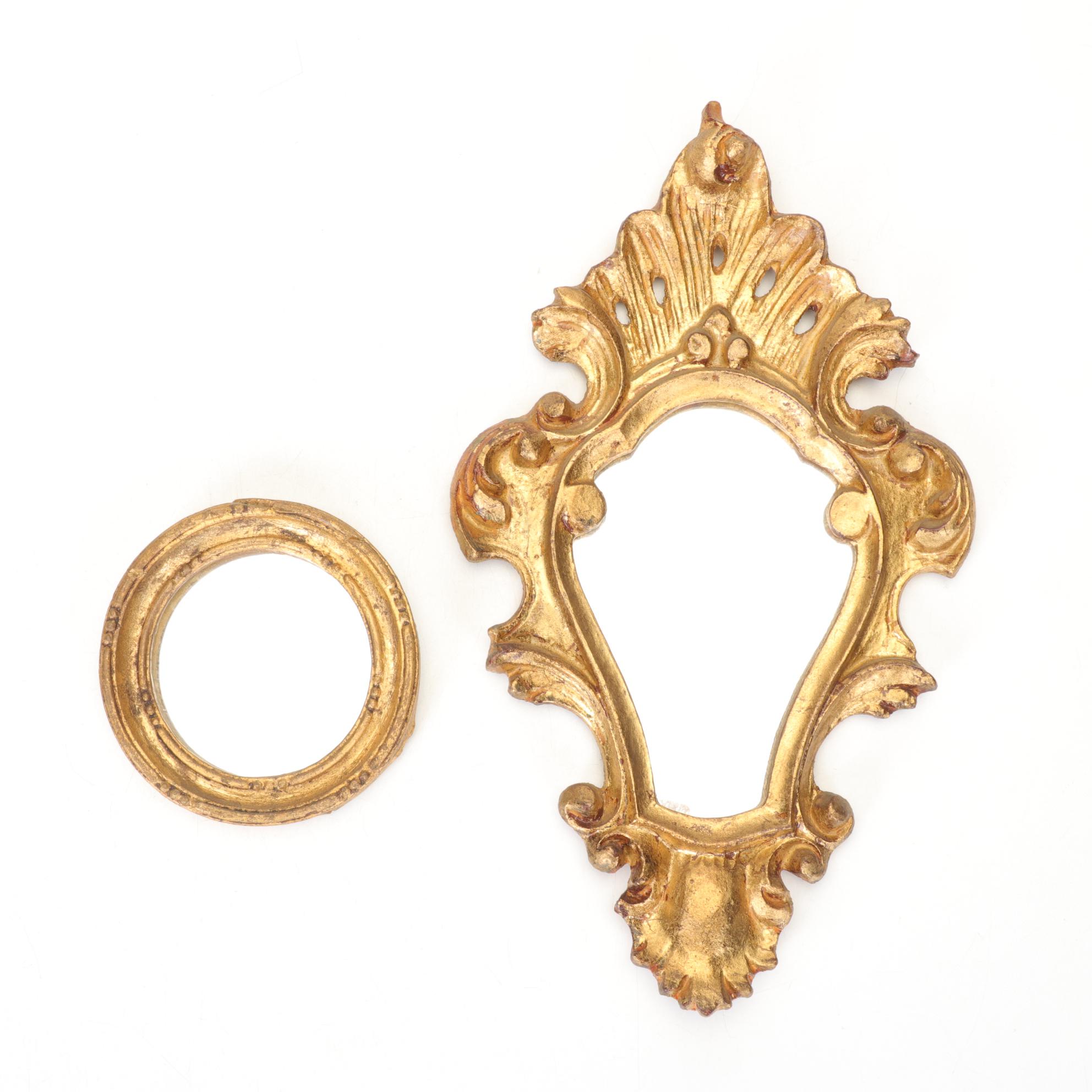 Molded Replica Wall Mirrors, Wall Shelf, and Cherubs, Late 20th Century