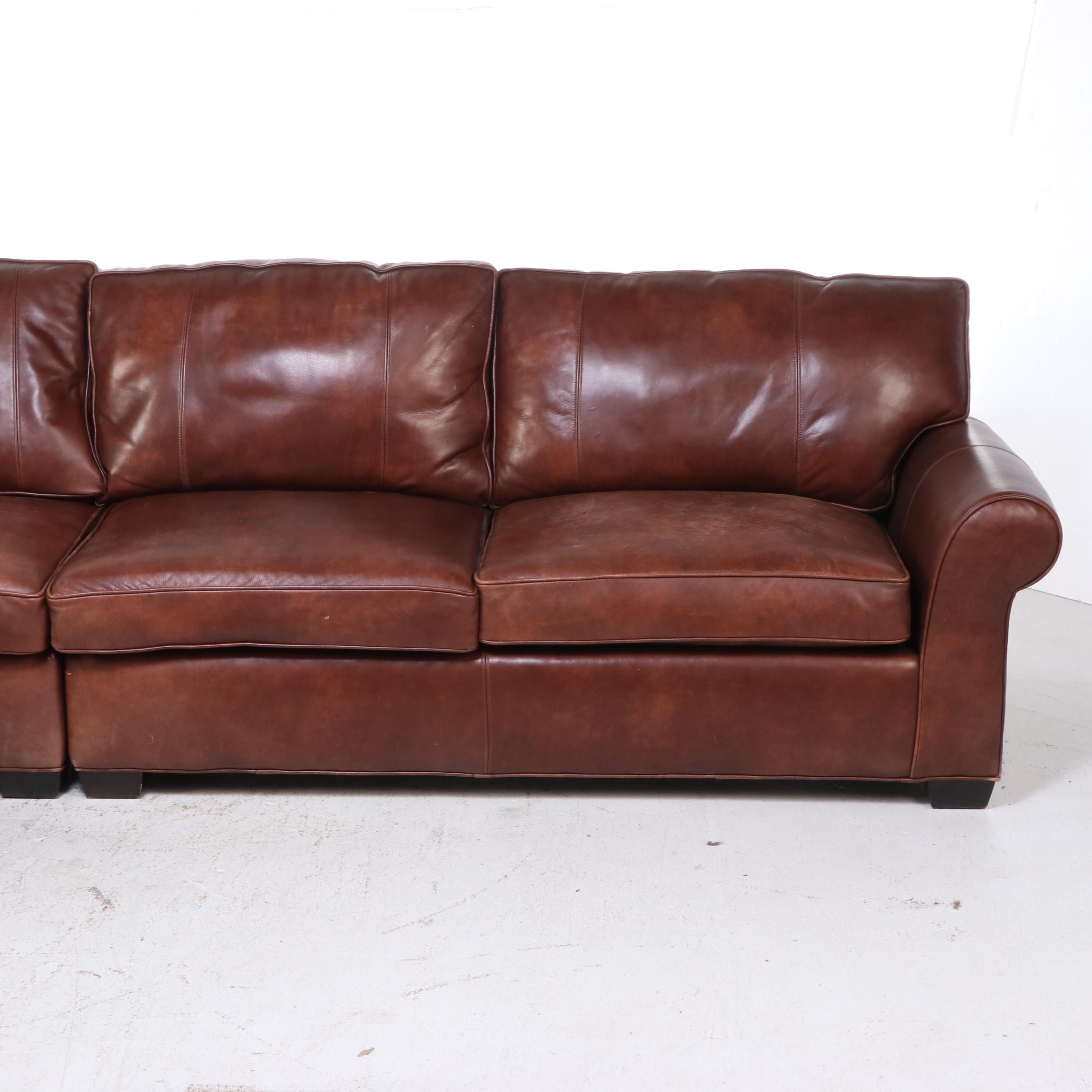 Arhaus Furniture Leather Sectional Sofa