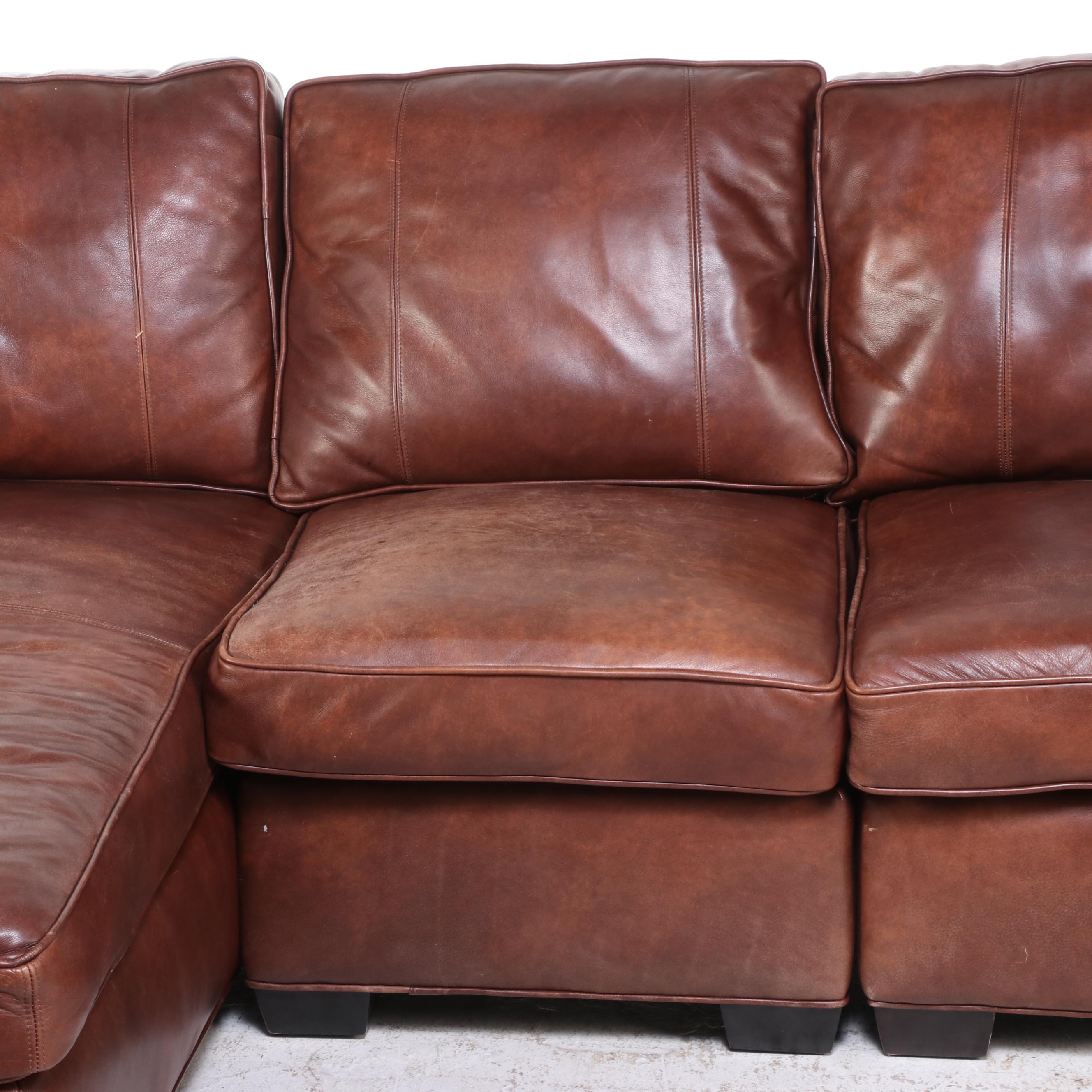 Arhaus Furniture Leather Sectional Sofa