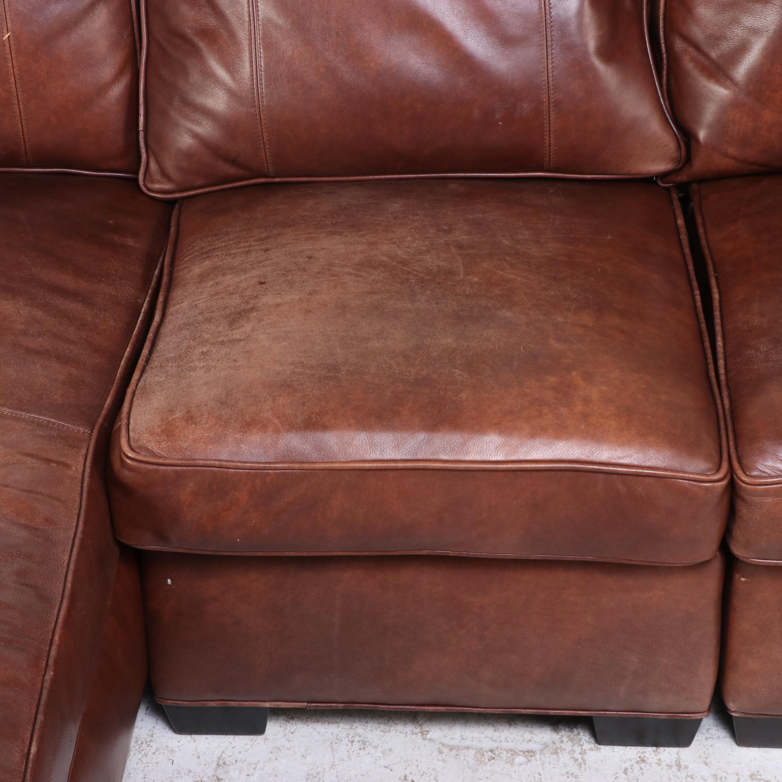 Arhaus Furniture Leather Sectional Sofa