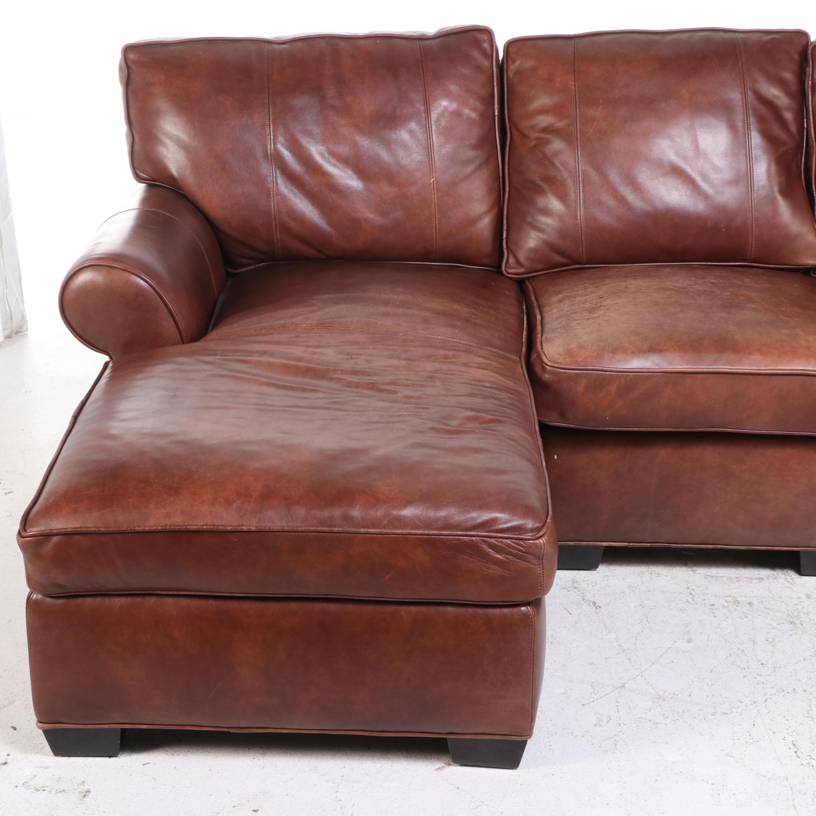 Arhaus Furniture Leather Sectional Sofa