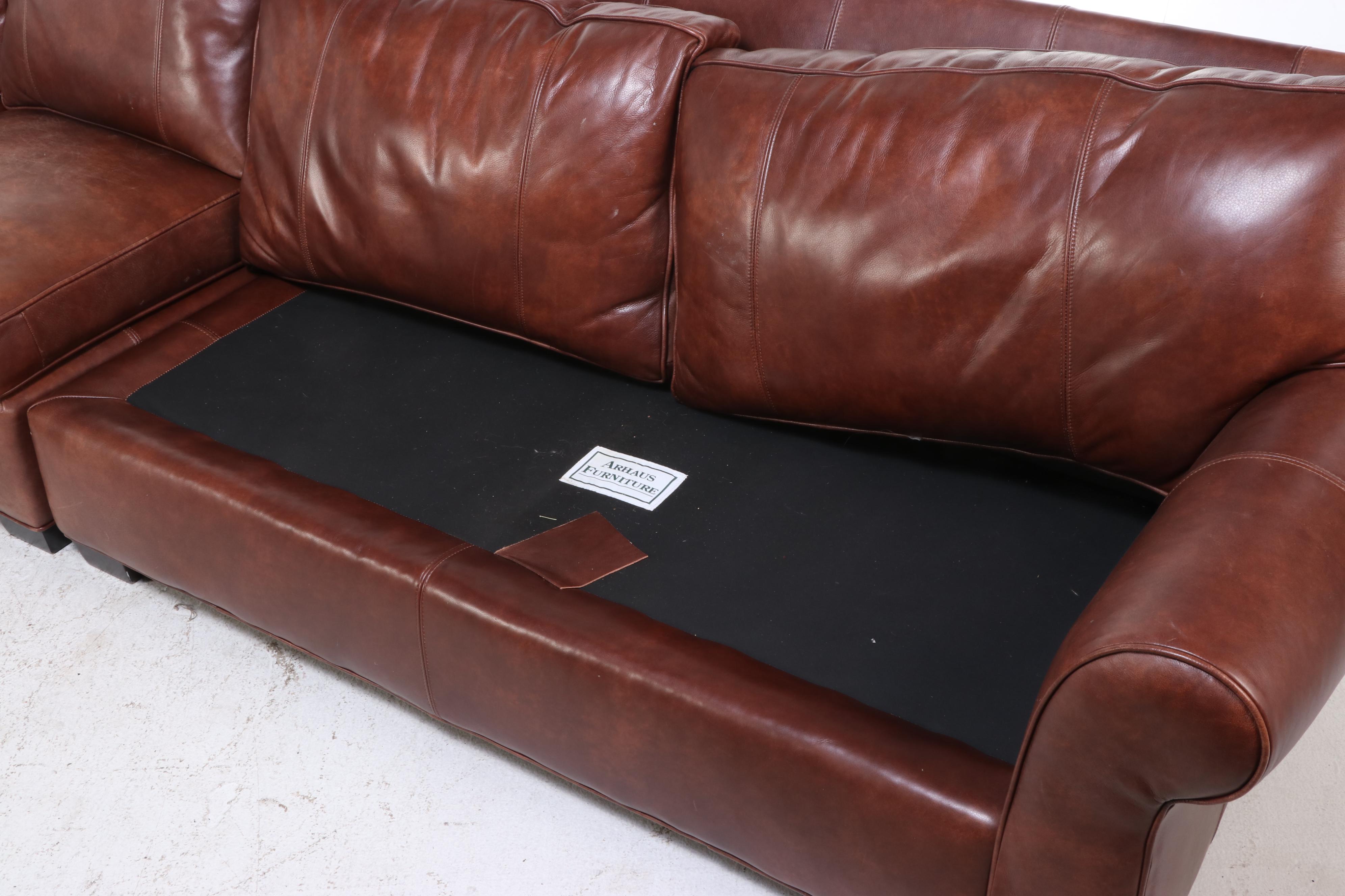 Arhaus Furniture Leather Sectional Sofa