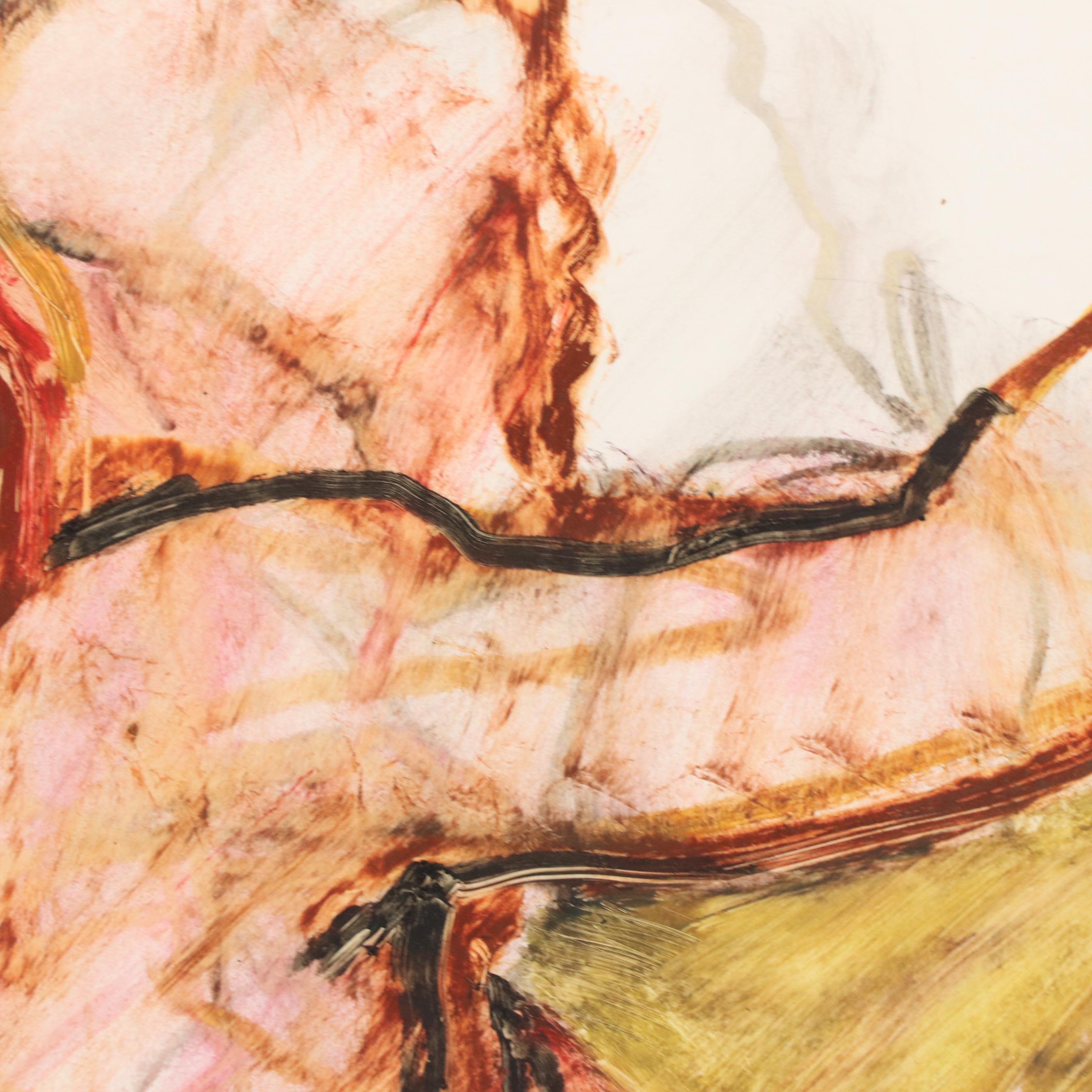 Jack Meanwell Modern Nude Figural Oil Pastel Drawing, Late 20th Century