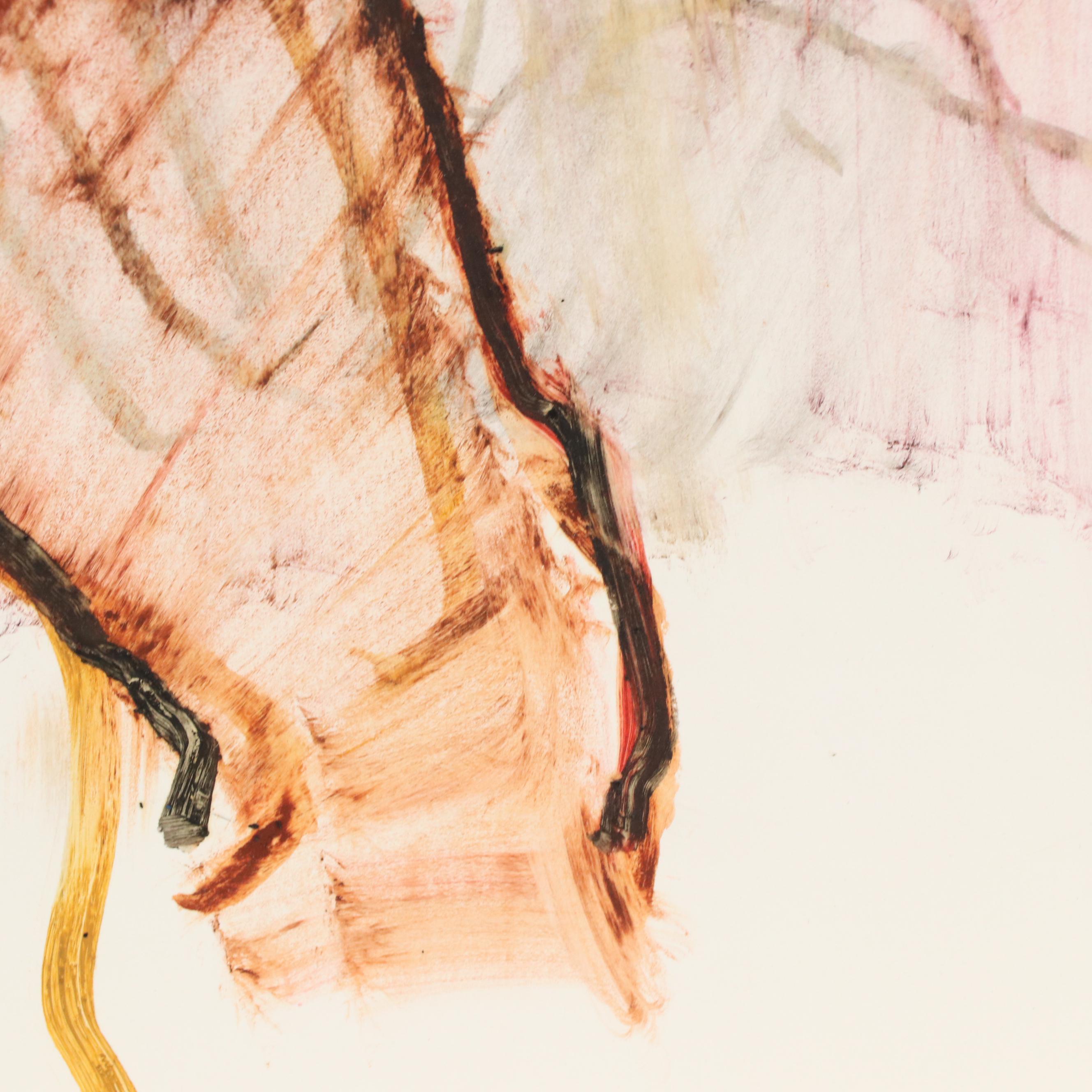 Jack Meanwell Modern Nude Figural Oil Pastel Drawing, Late 20th Century