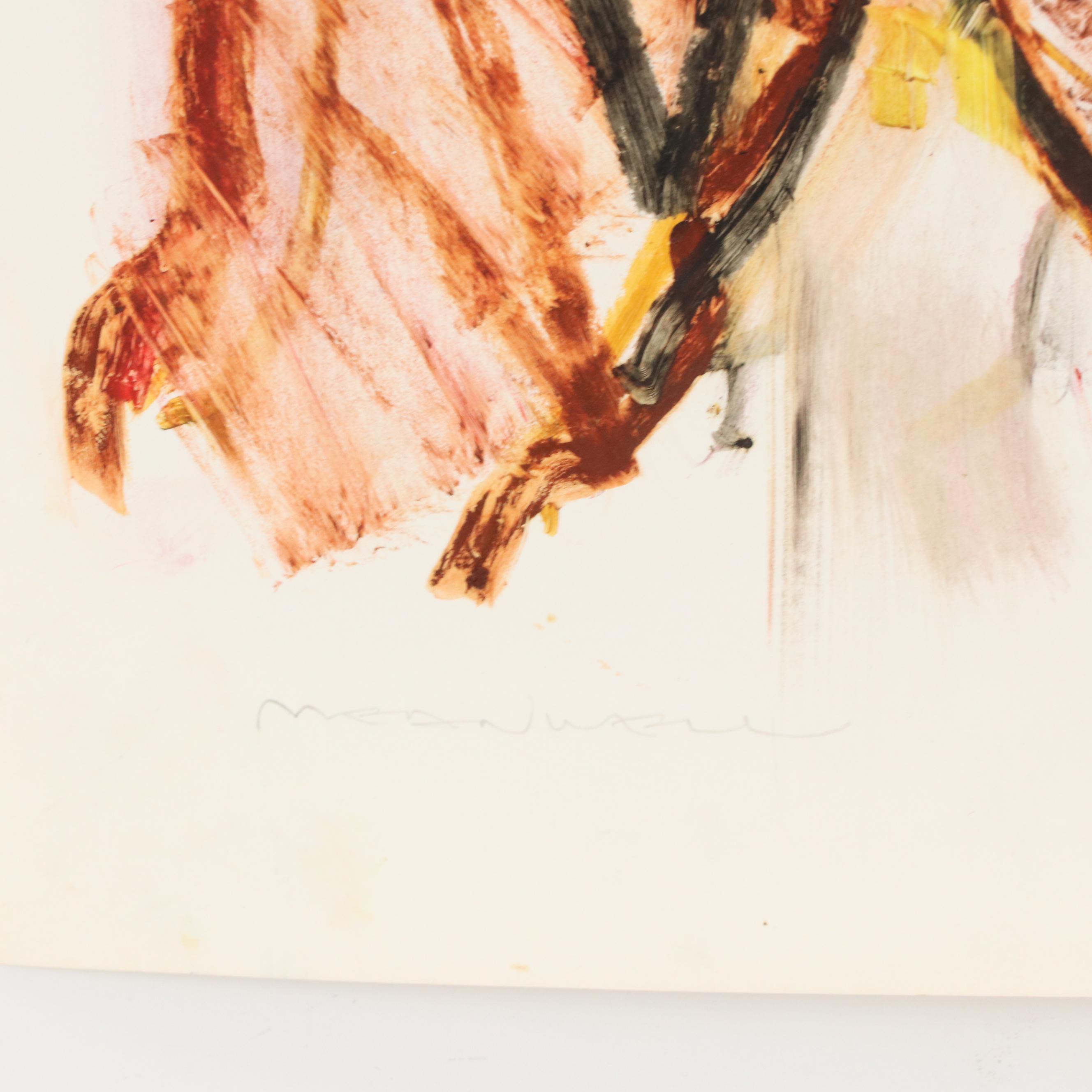 Jack Meanwell Modern Nude Figural Oil Pastel Drawing, Late 20th Century