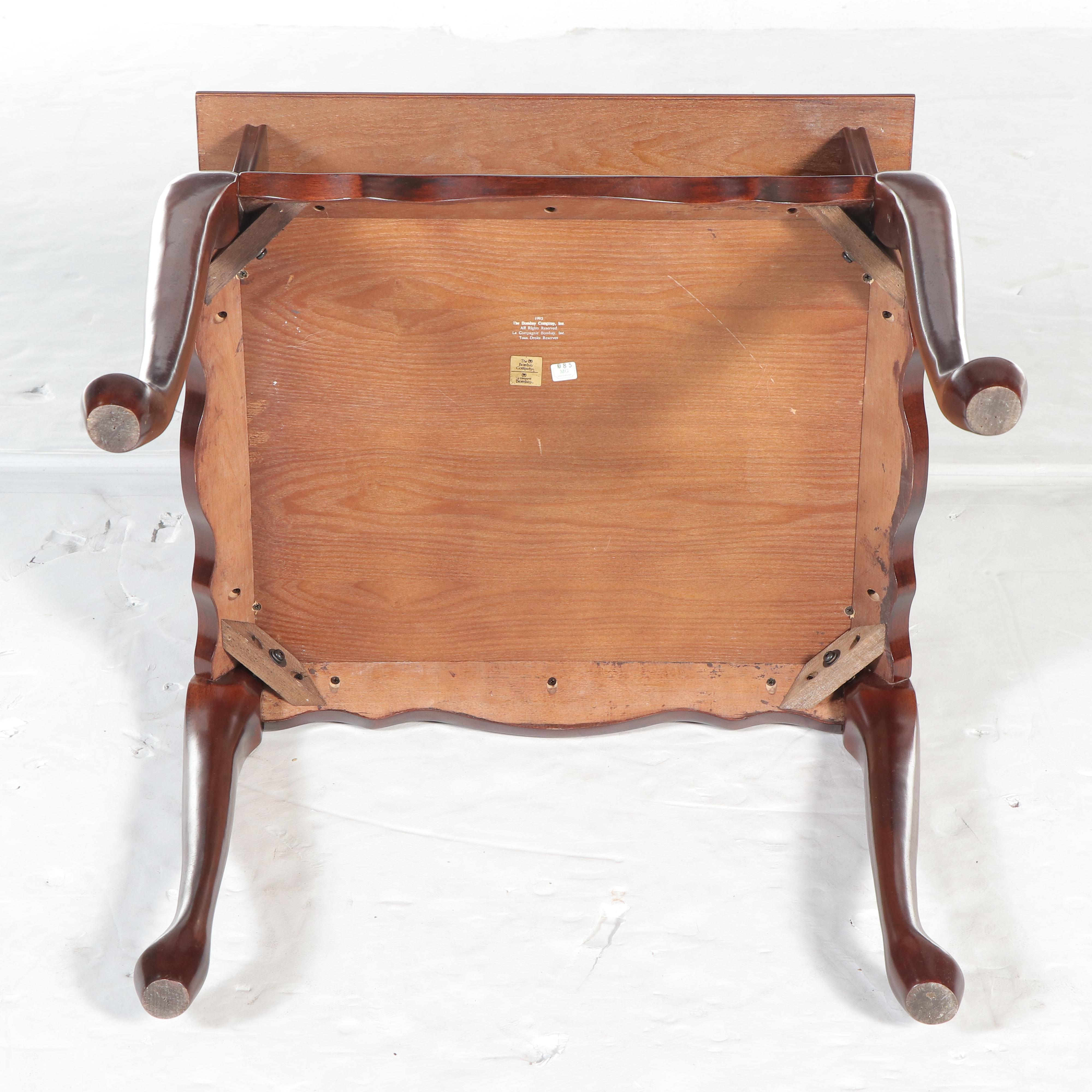 Bombay Queen Anne Style Mahogany Side Table, 1992