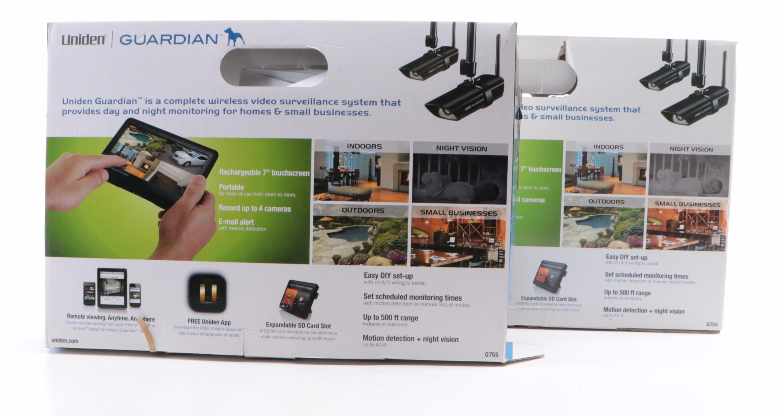 Uniden Guardian Weatherproof Wireless Surveillance Cameras with LCD Screens