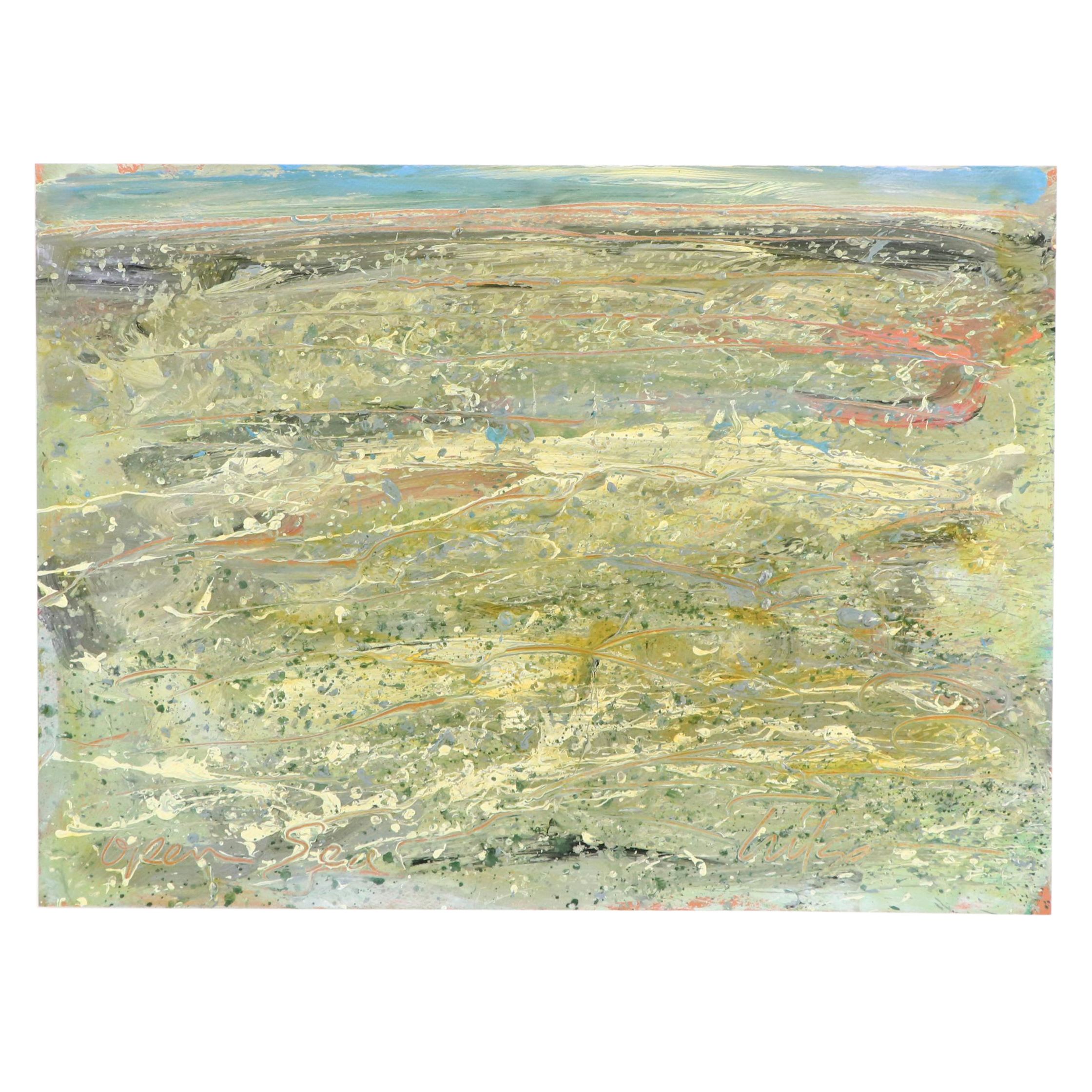 Harry Hilson Modern Seascape Acrylic Painting "Open Sea," Late 20th Century