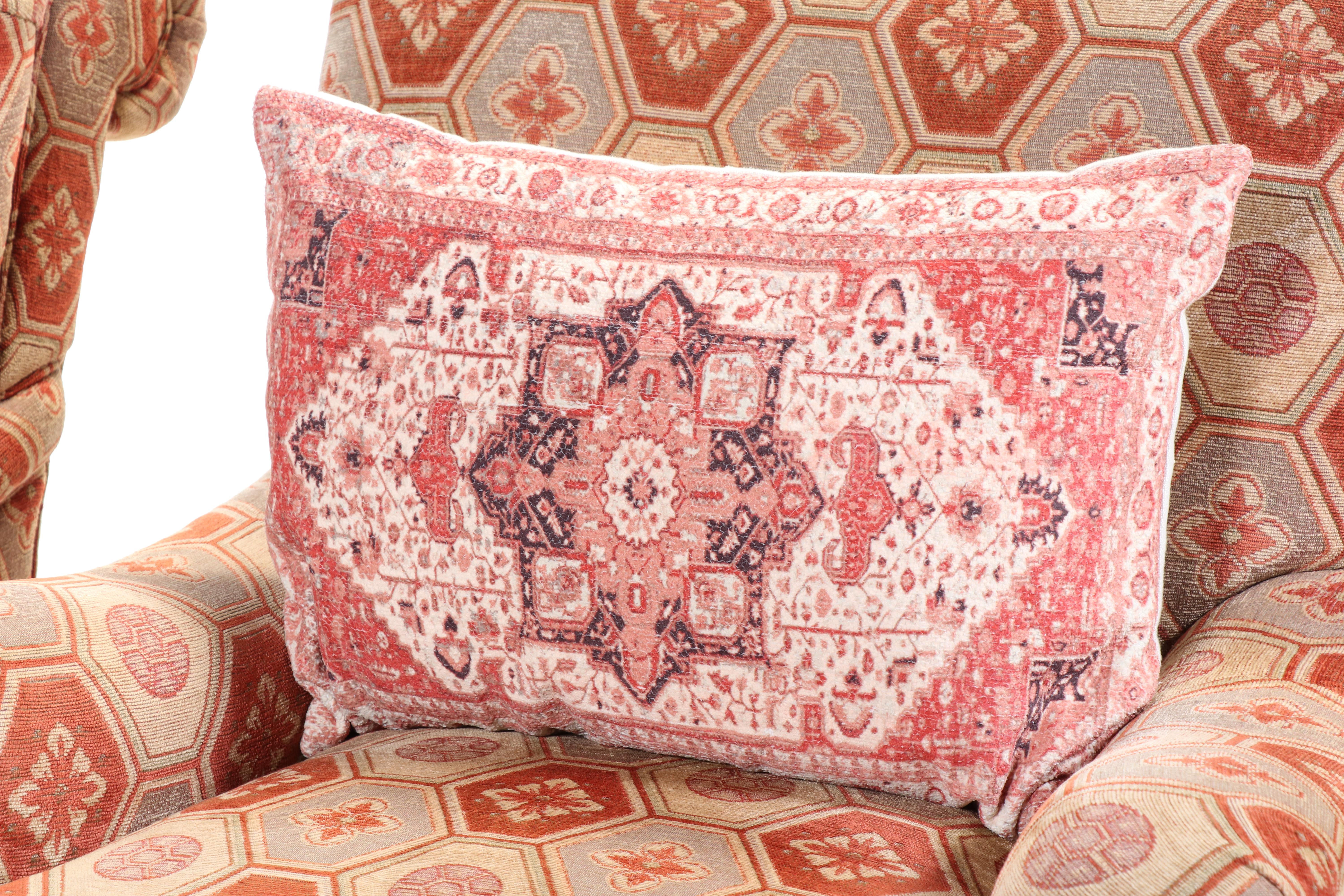 Pair of Duralee Fine Furniture Custom-Upholstered English Roll-Arm Easy Chairs